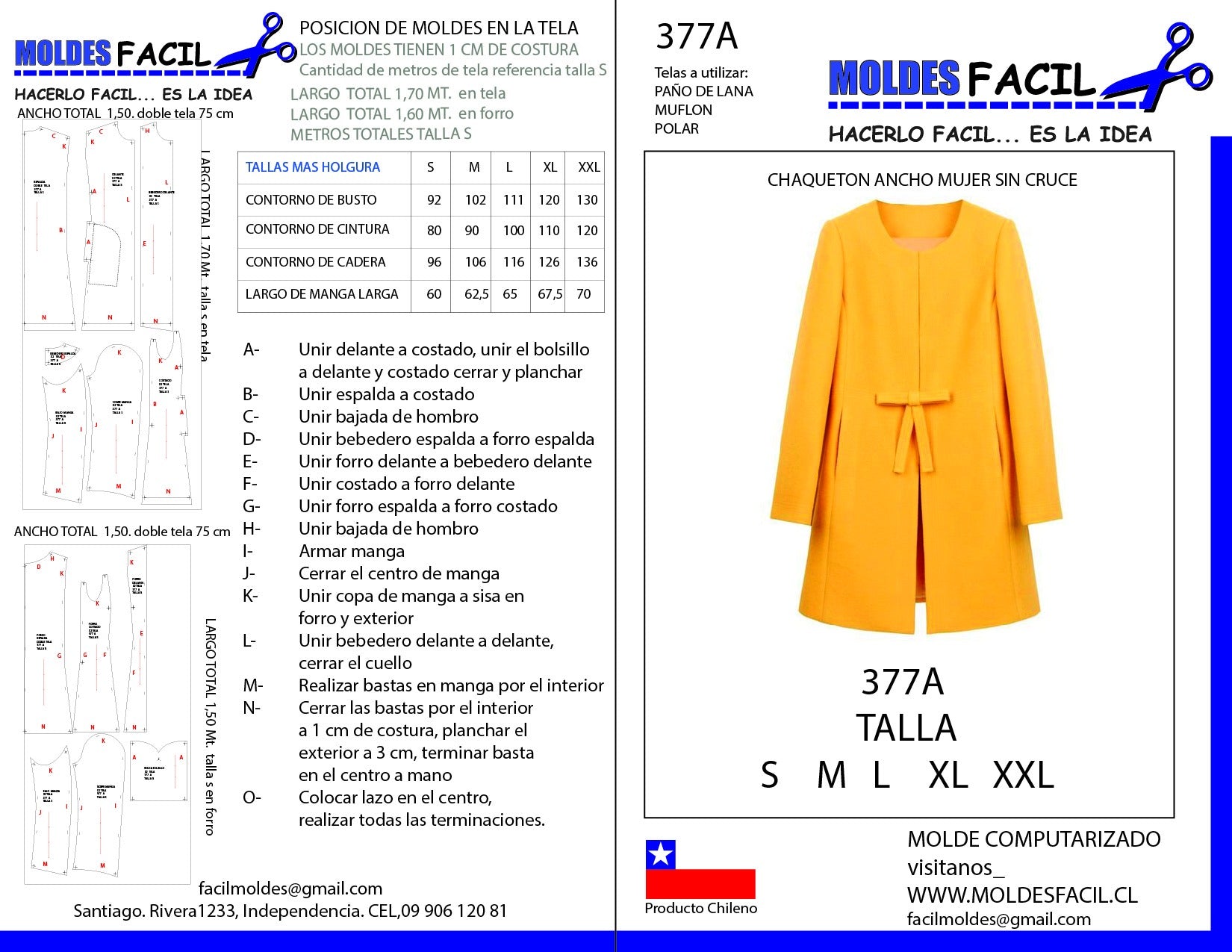 CHAQUETON ANCHO MUJER SIN CRUCE