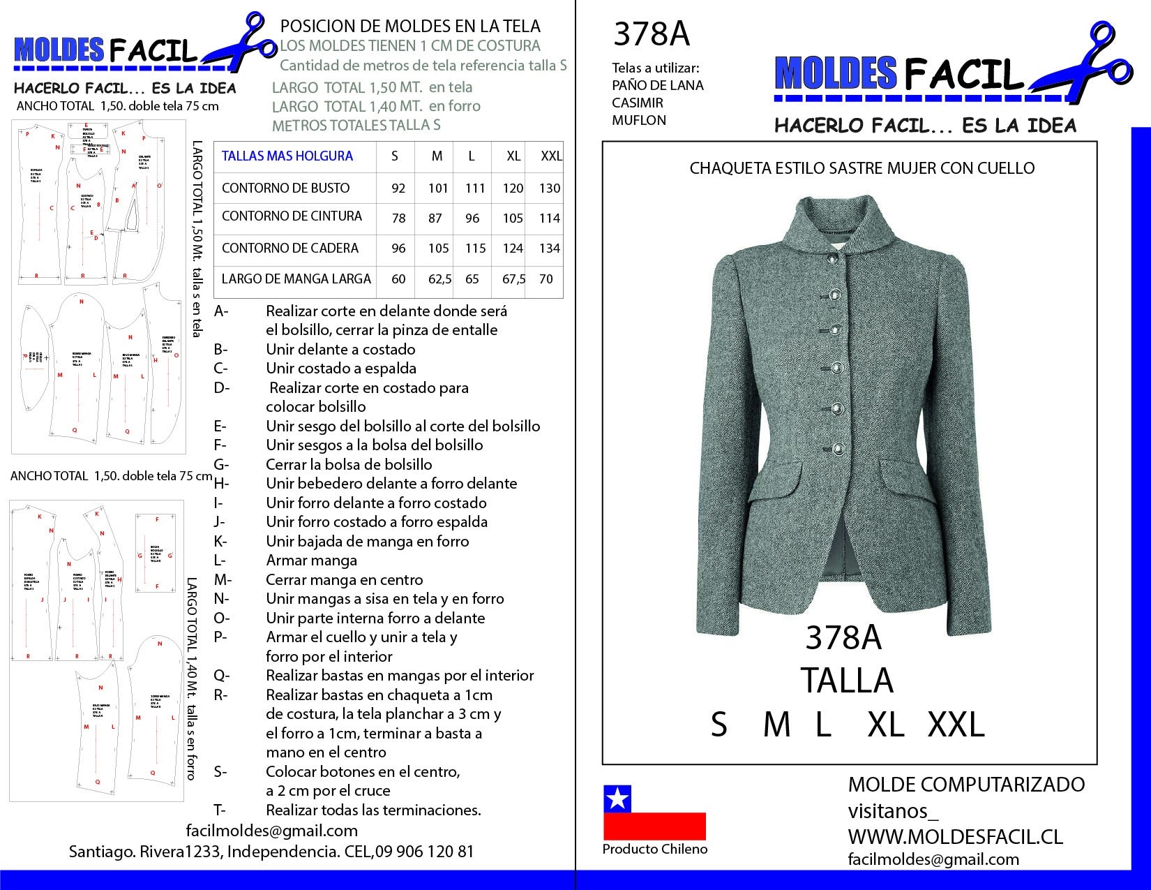 CHAQUETA ESTILOSASTRE MUJER CON CUELLO