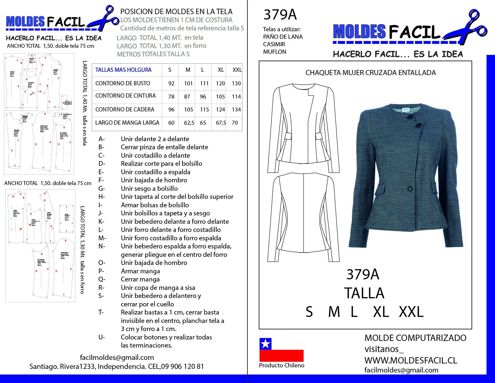CHAQUETA MUJER CRUZADA ENTALLADA