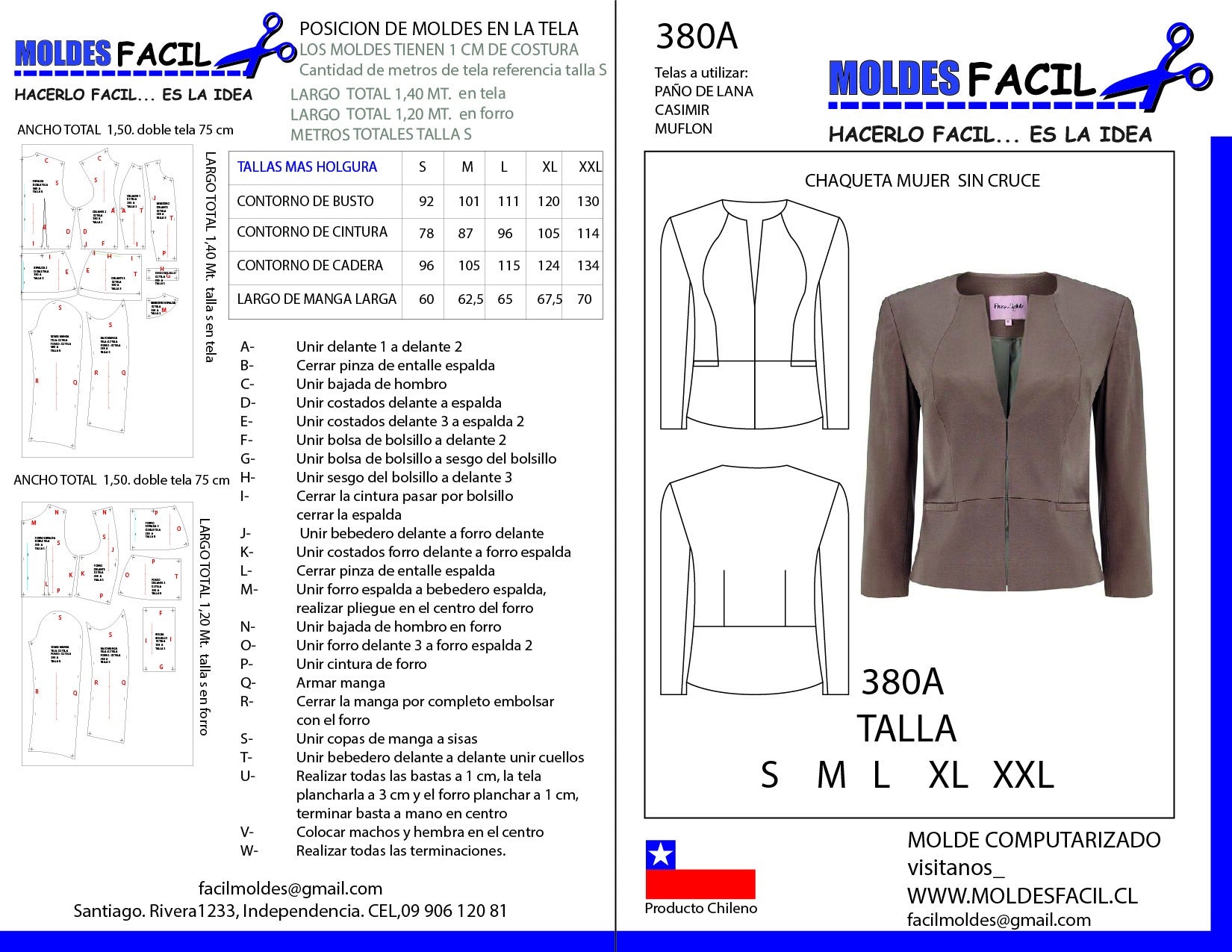 CHAQUETA MUJER SIN CRUCE