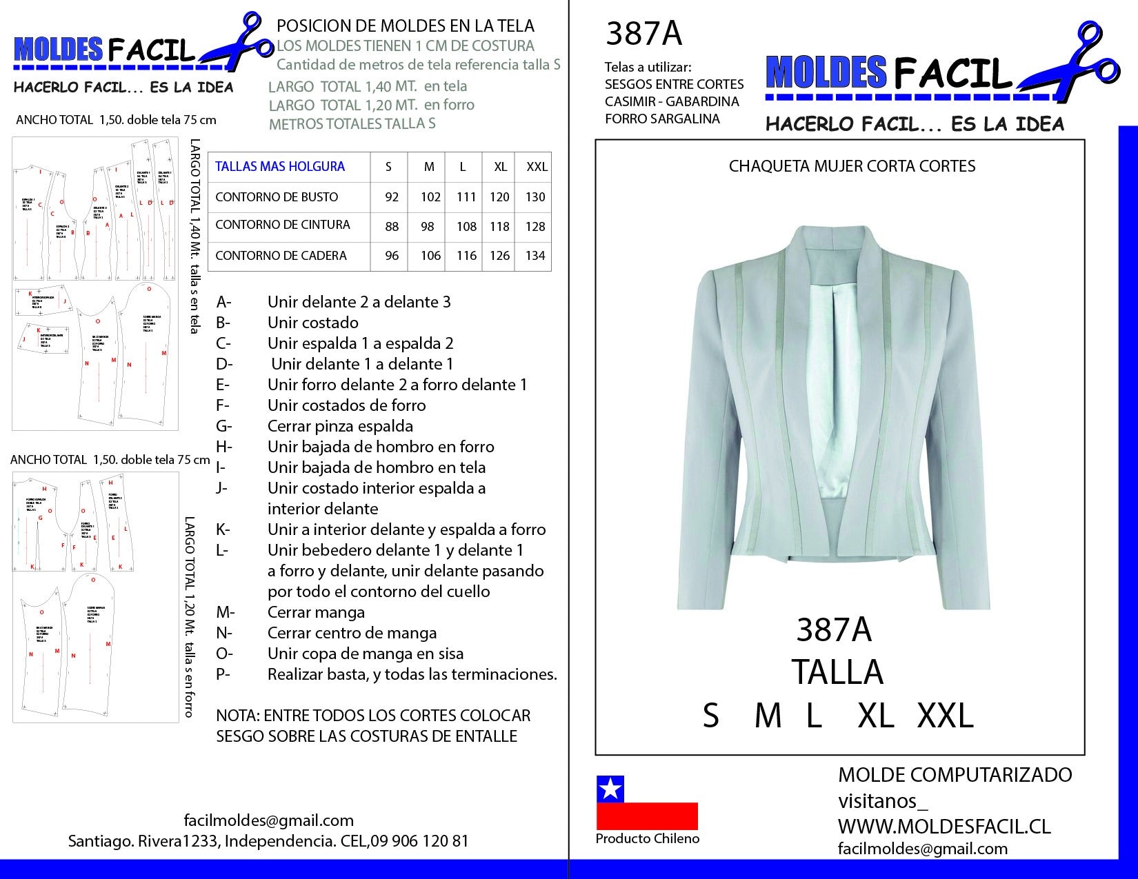CHAQUETAS MUJER CORTA CON CORTES