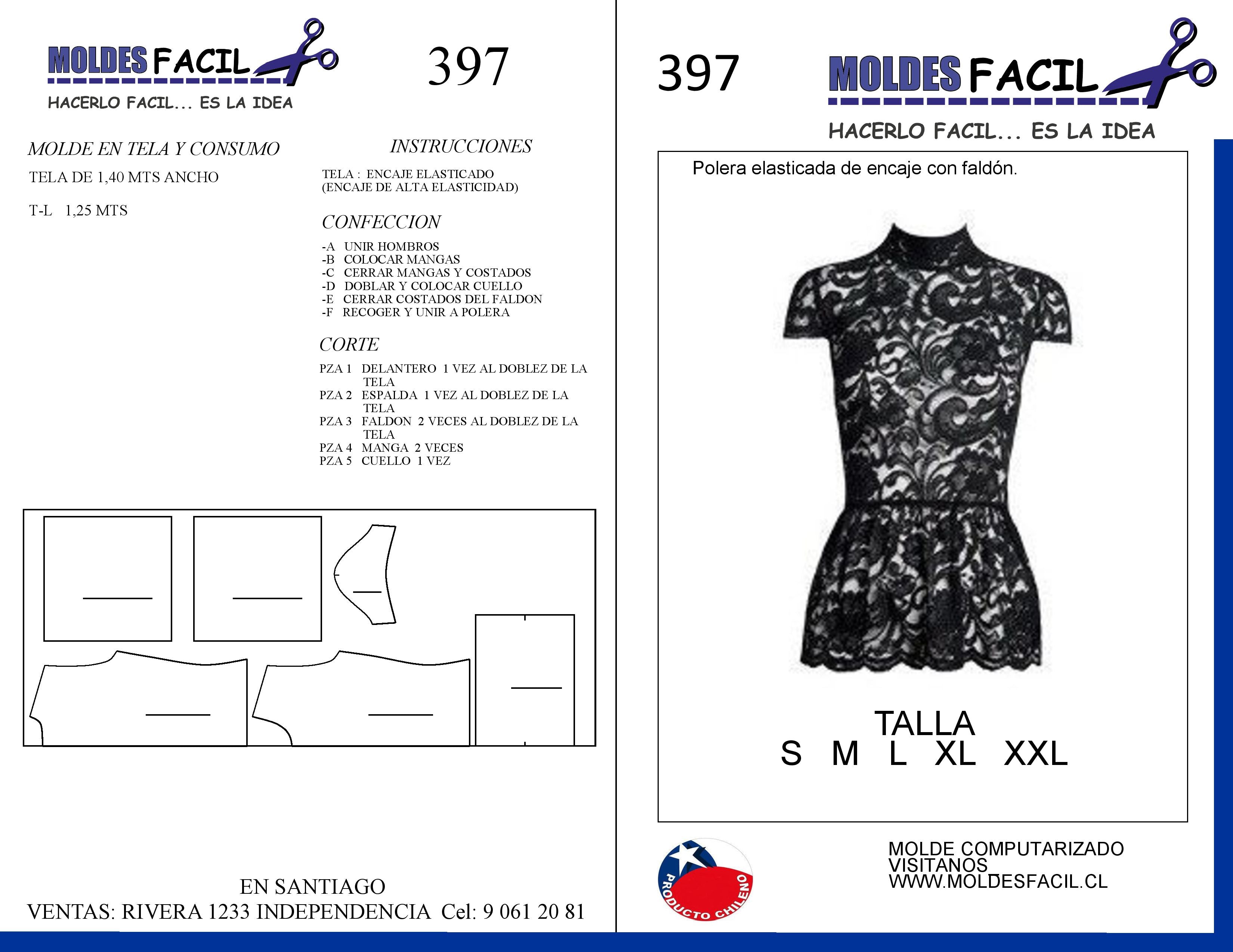 POLERA ELASTICADA DE ENCAJE CON FALDON