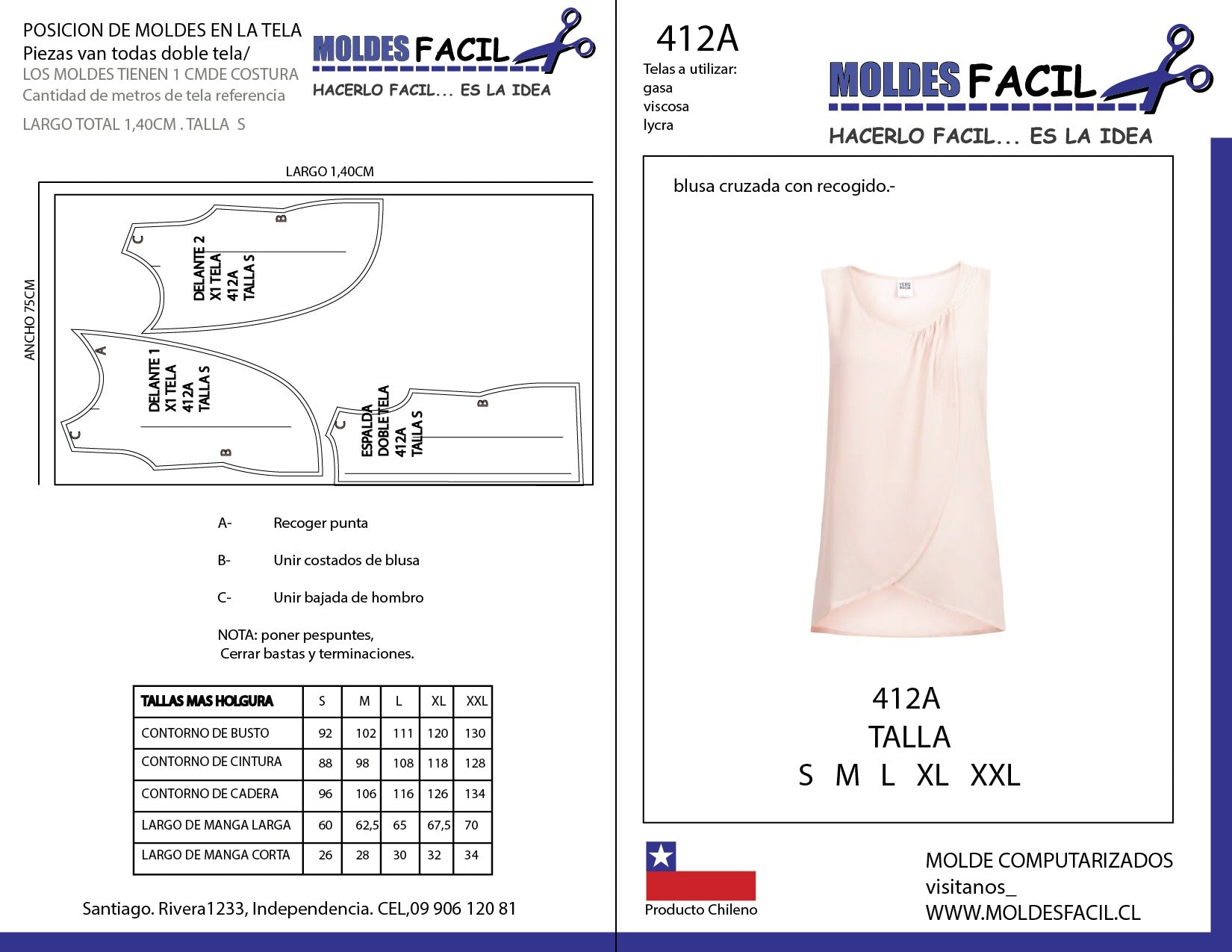 BLUSA CRUZADA CON RECOGIDO