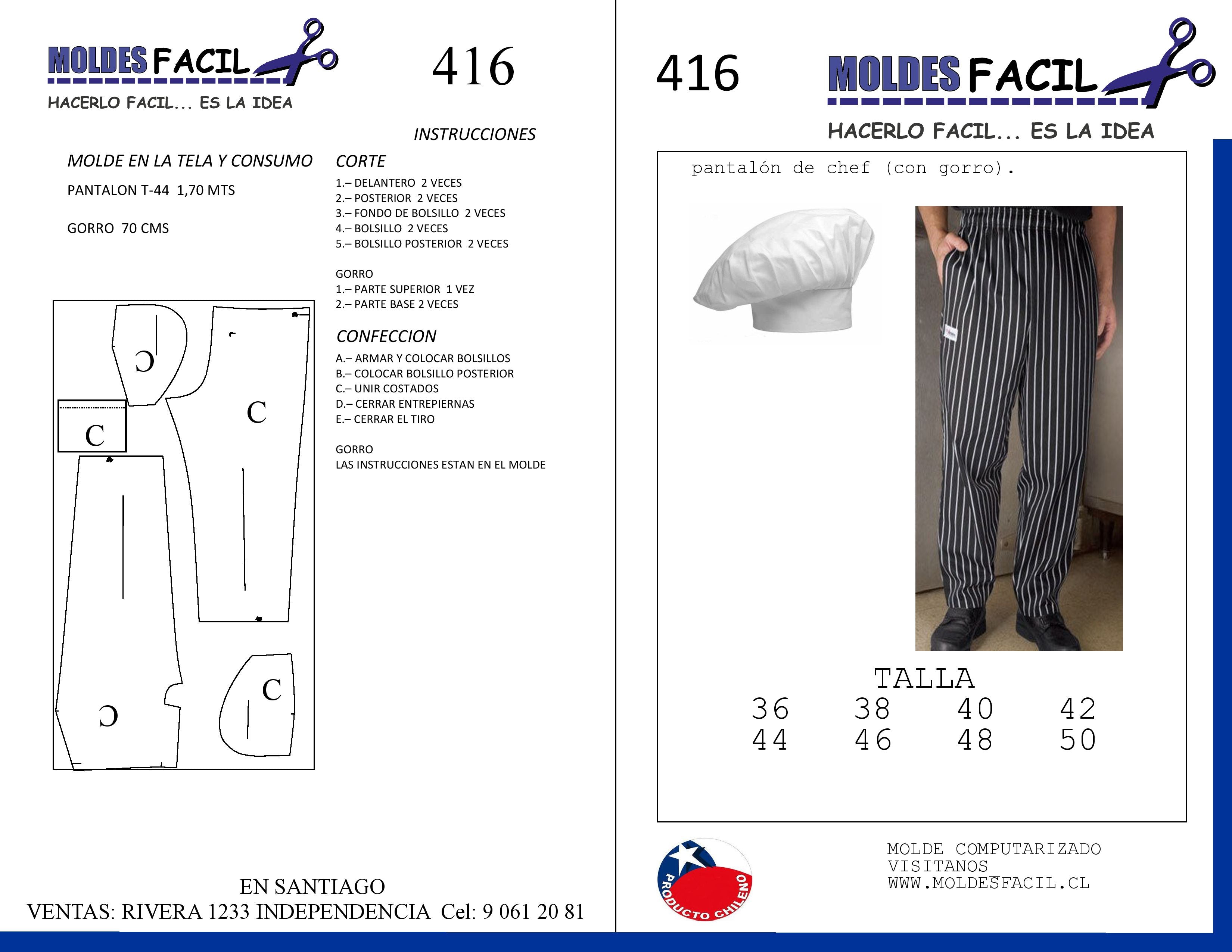 Pantalón de Chef con Gorro