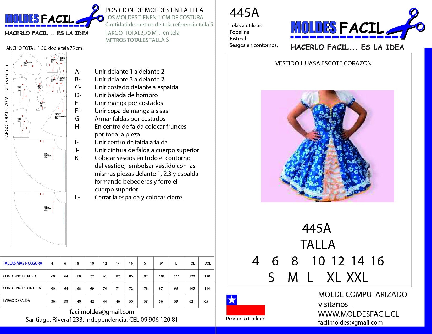 Vestido de Huasa Escote Corazón
