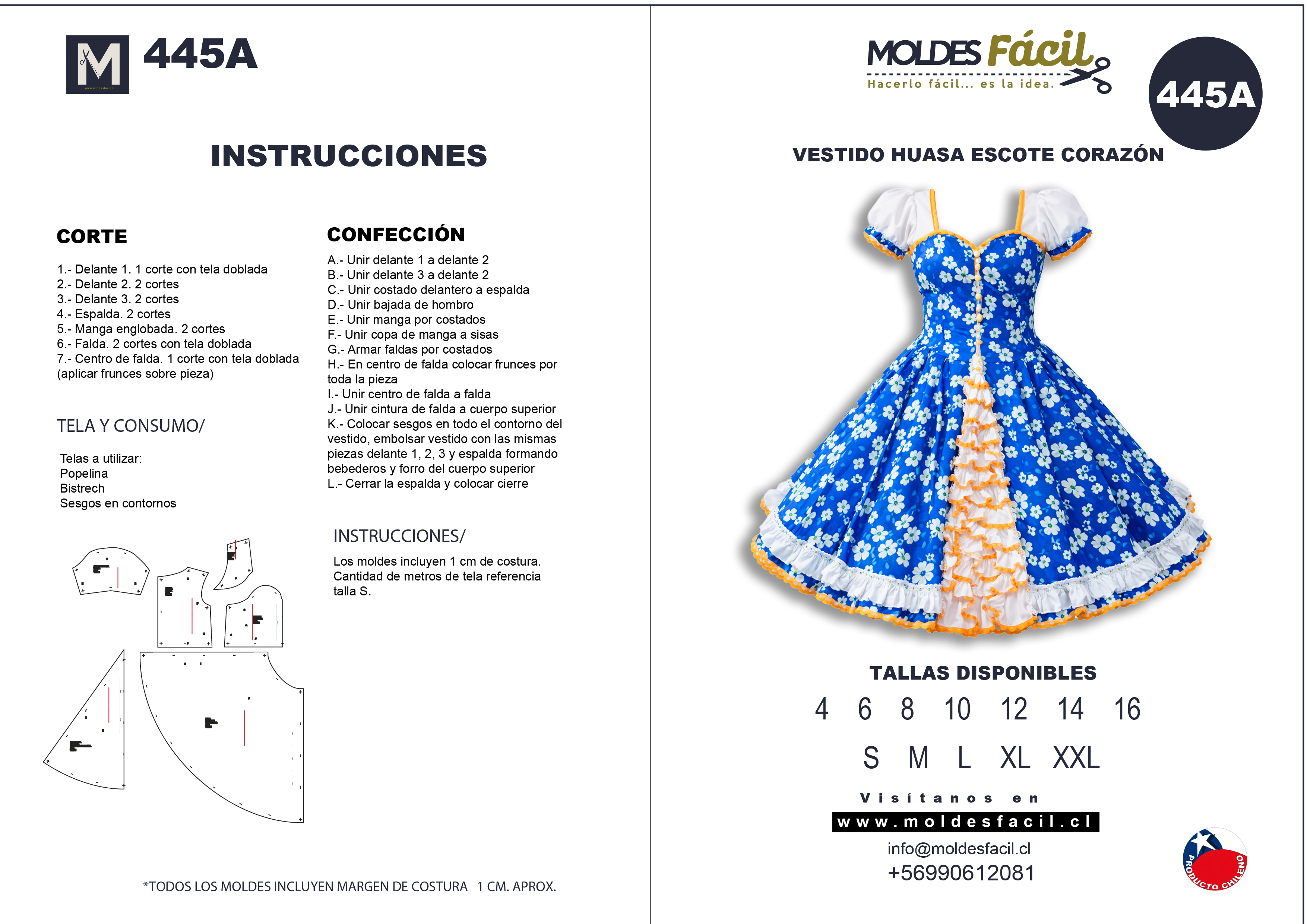 Vestido de Huasa Escote Corazón
