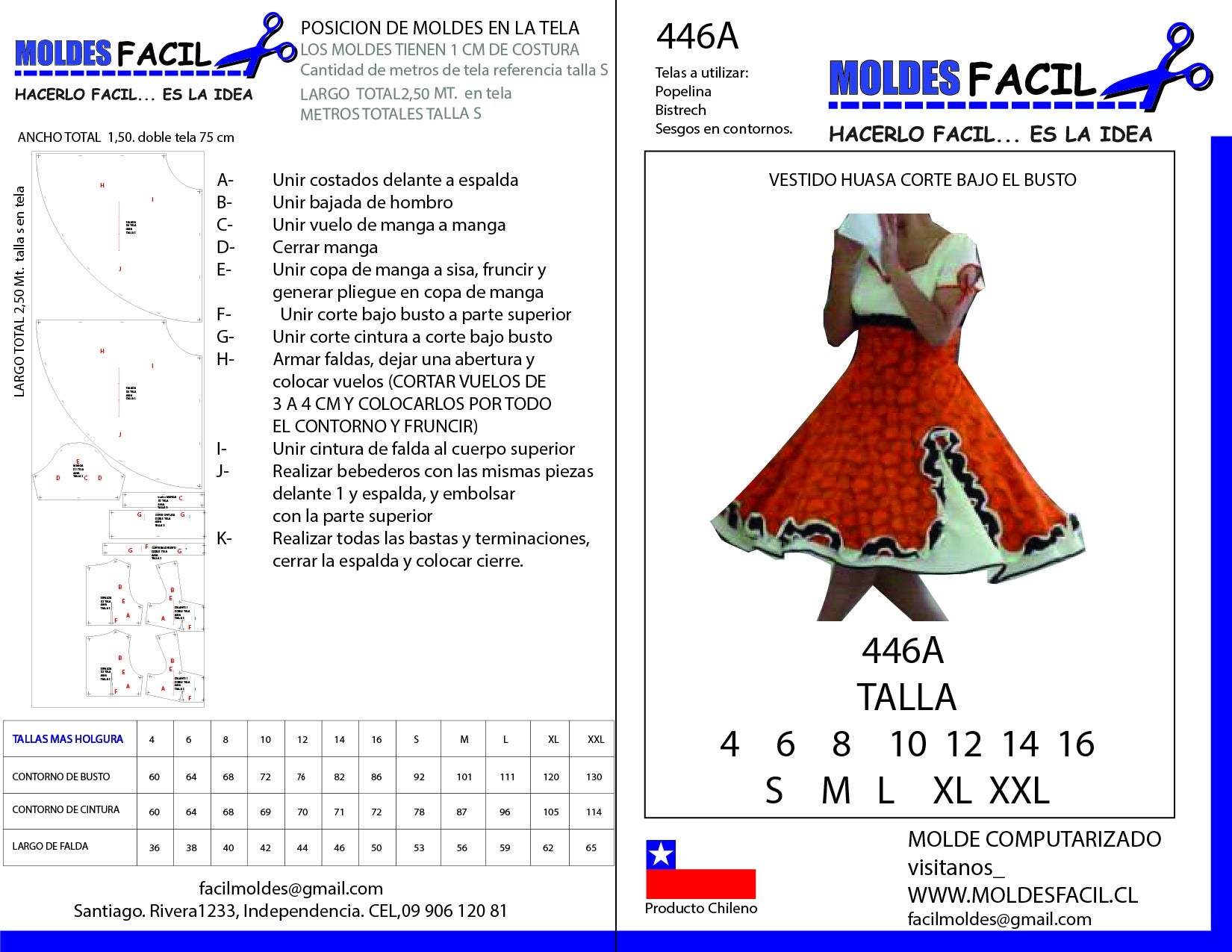 Vestido de Huasa con Corte Bajo el Busto