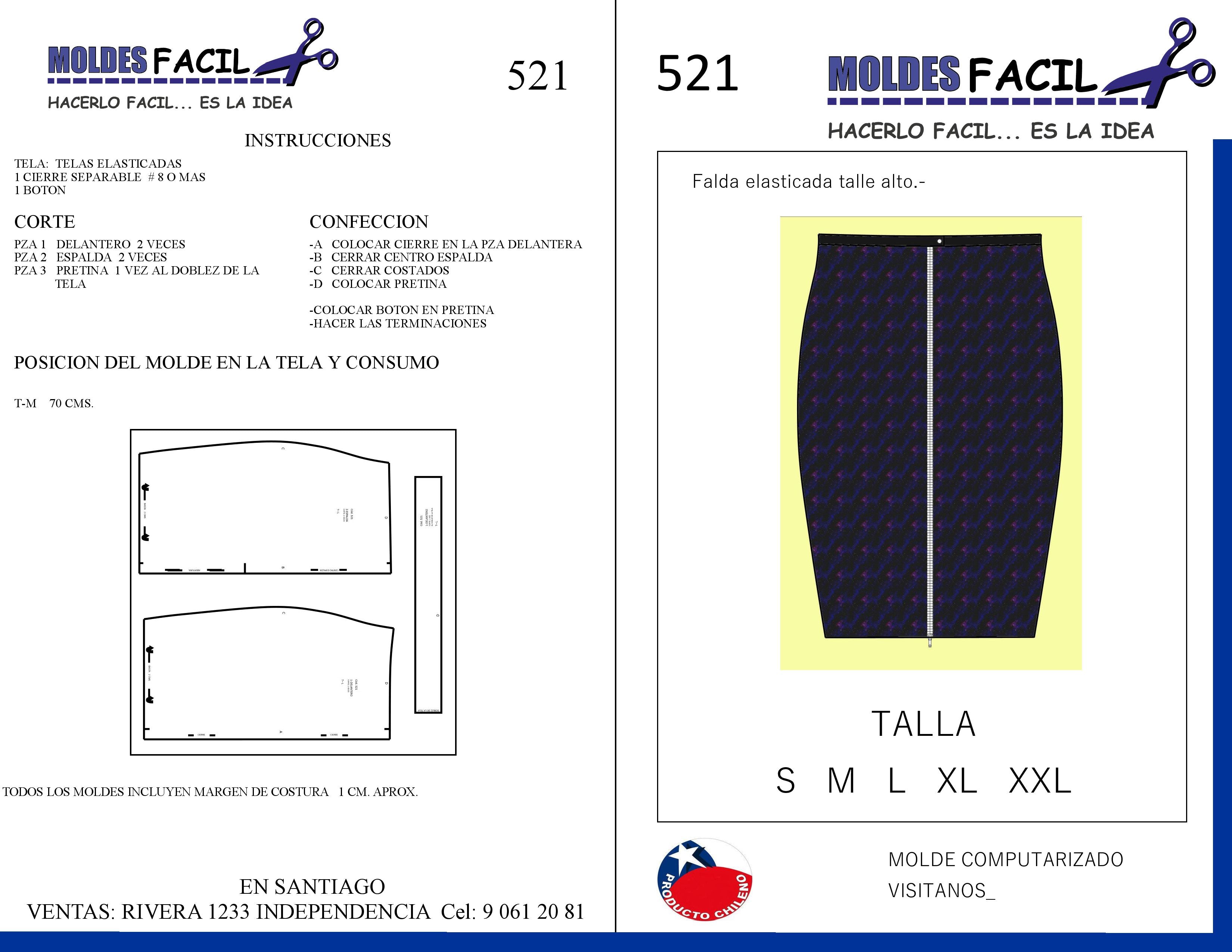 Falda elasticada talle alto