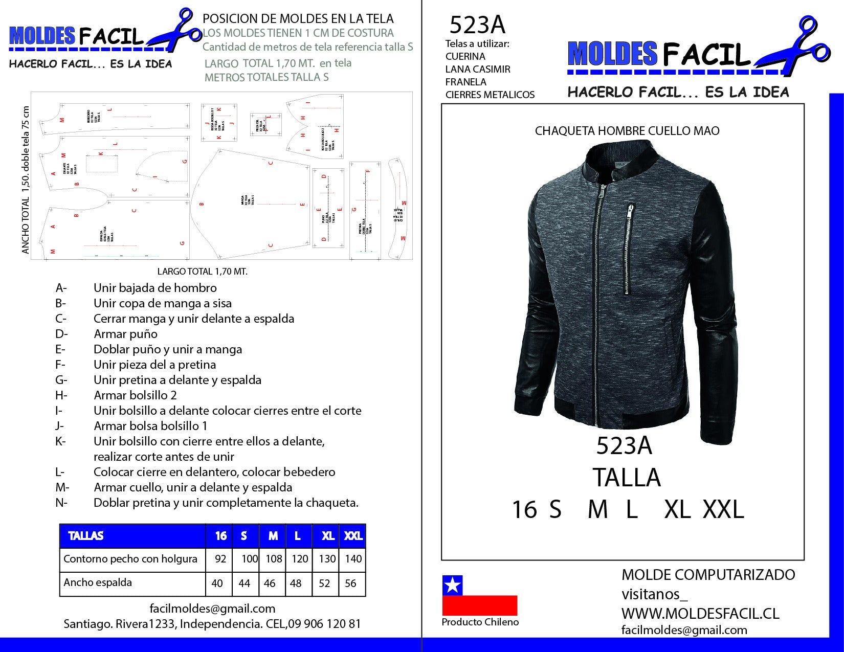 CHAQUETA HOMBRE CUELLO MAO