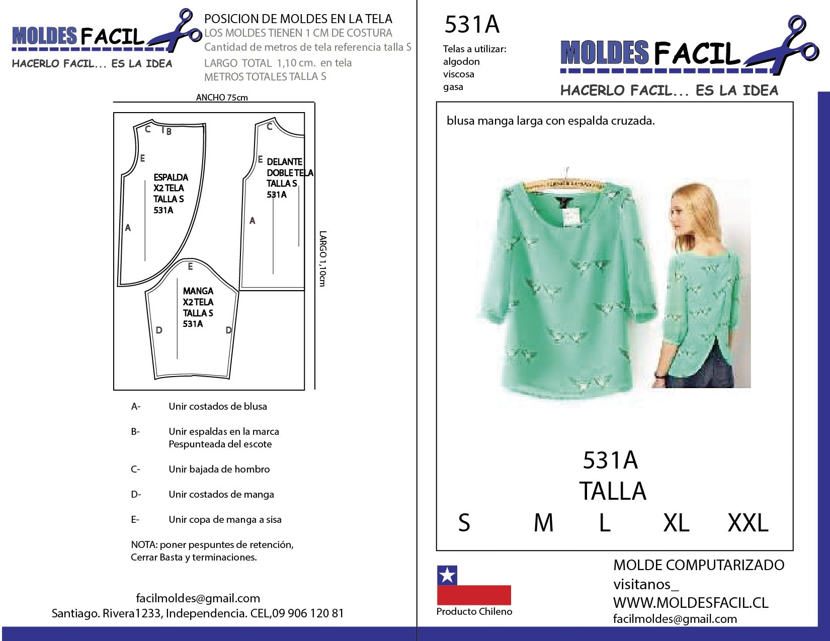 BLUSA MANGA LARGA CON ESPALDA CRUZADA
