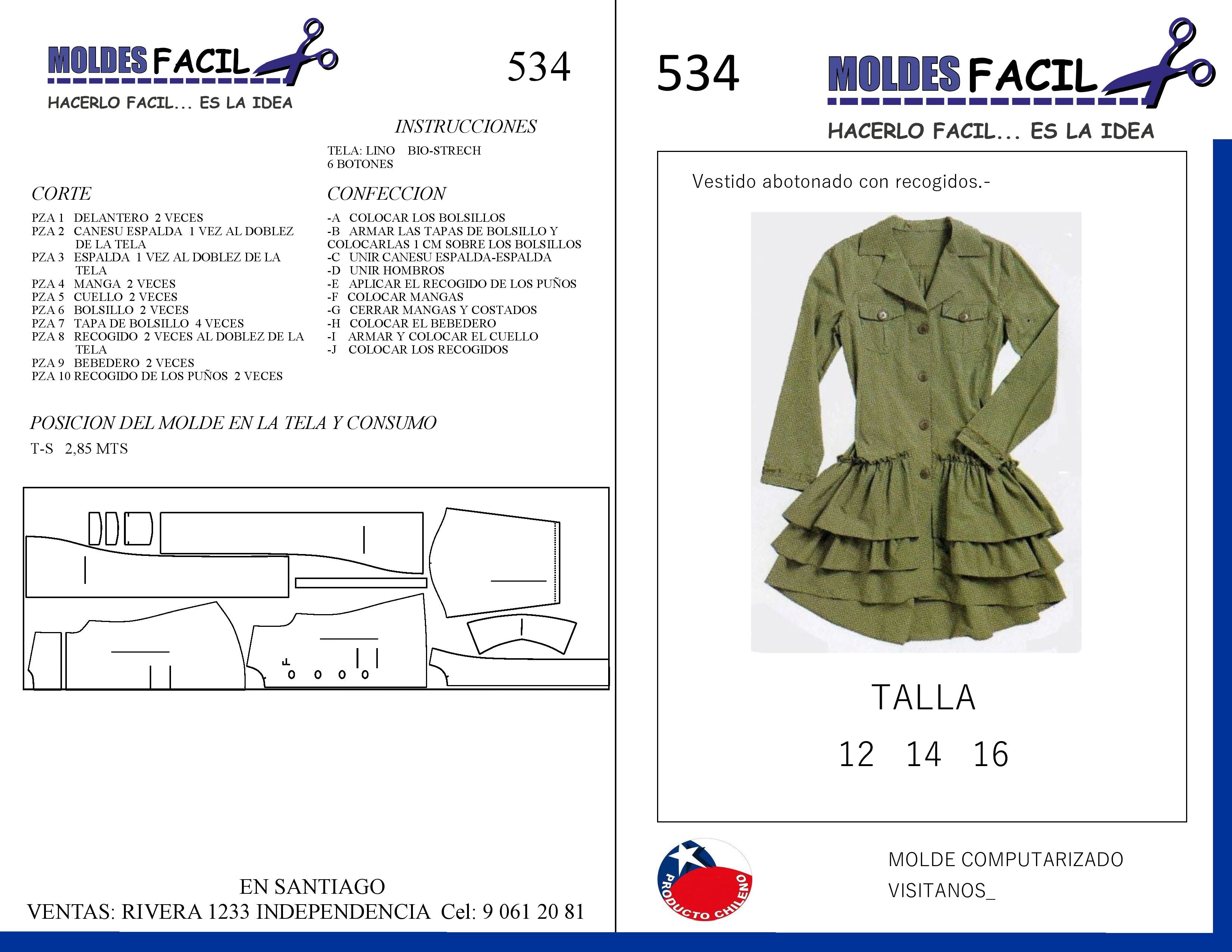 Vestido Abotonado Con Recogidos