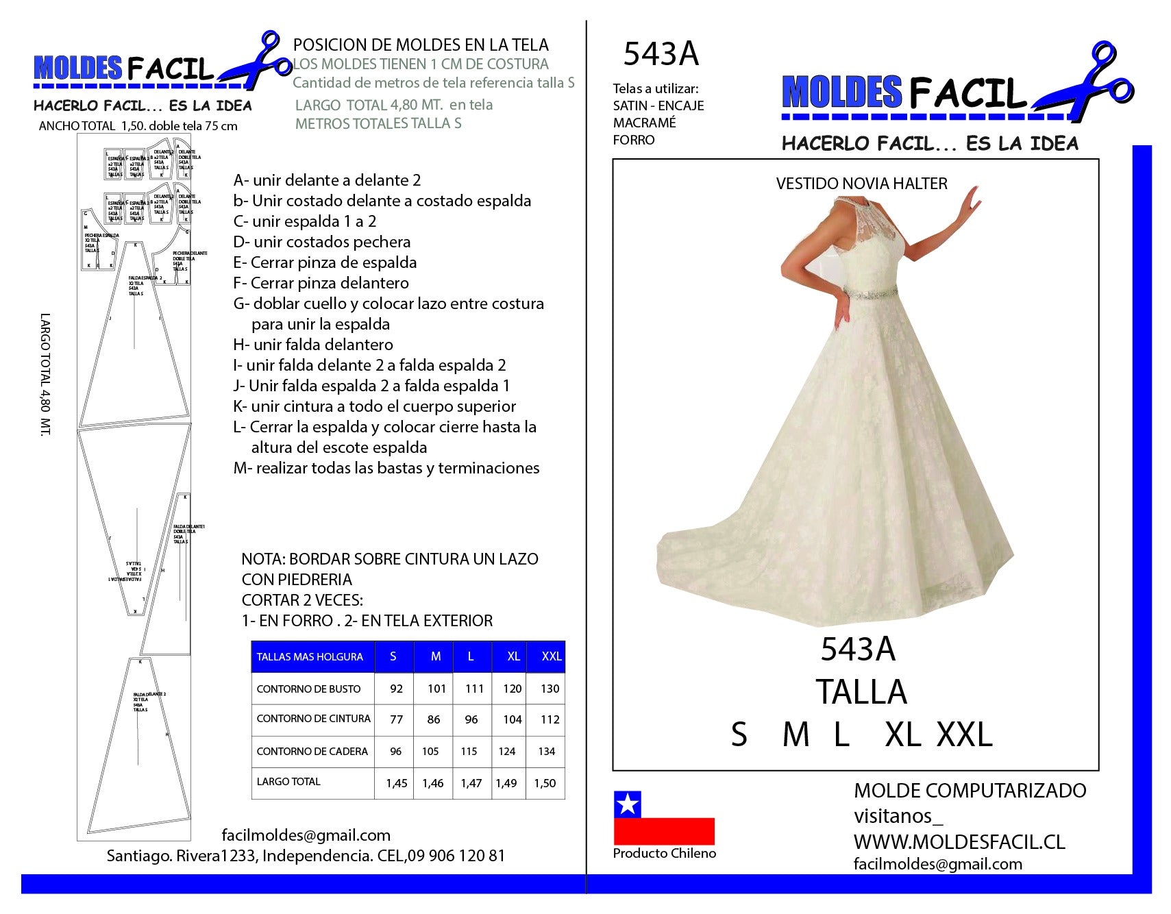 Vestido de novia halter