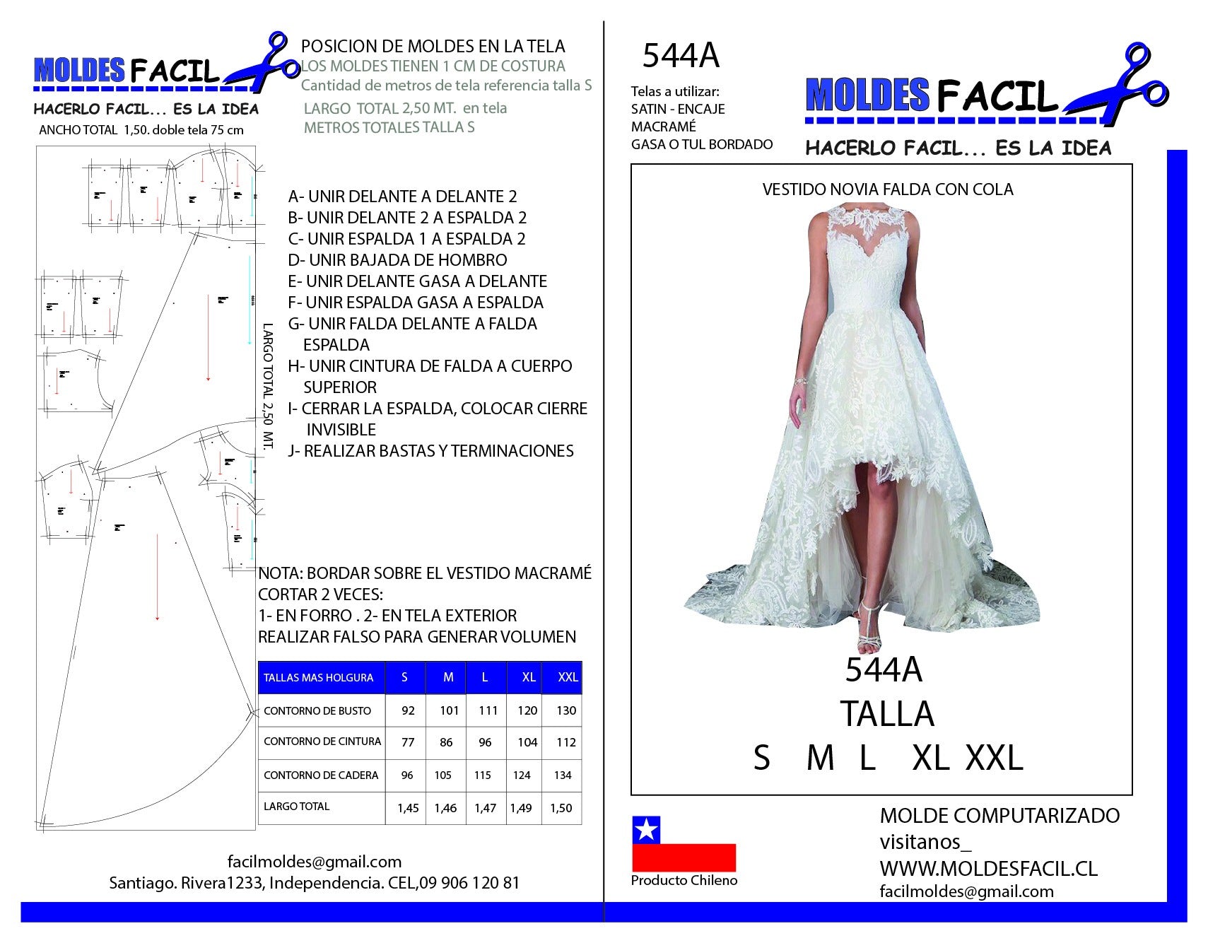 Vestido de novia falda con cola