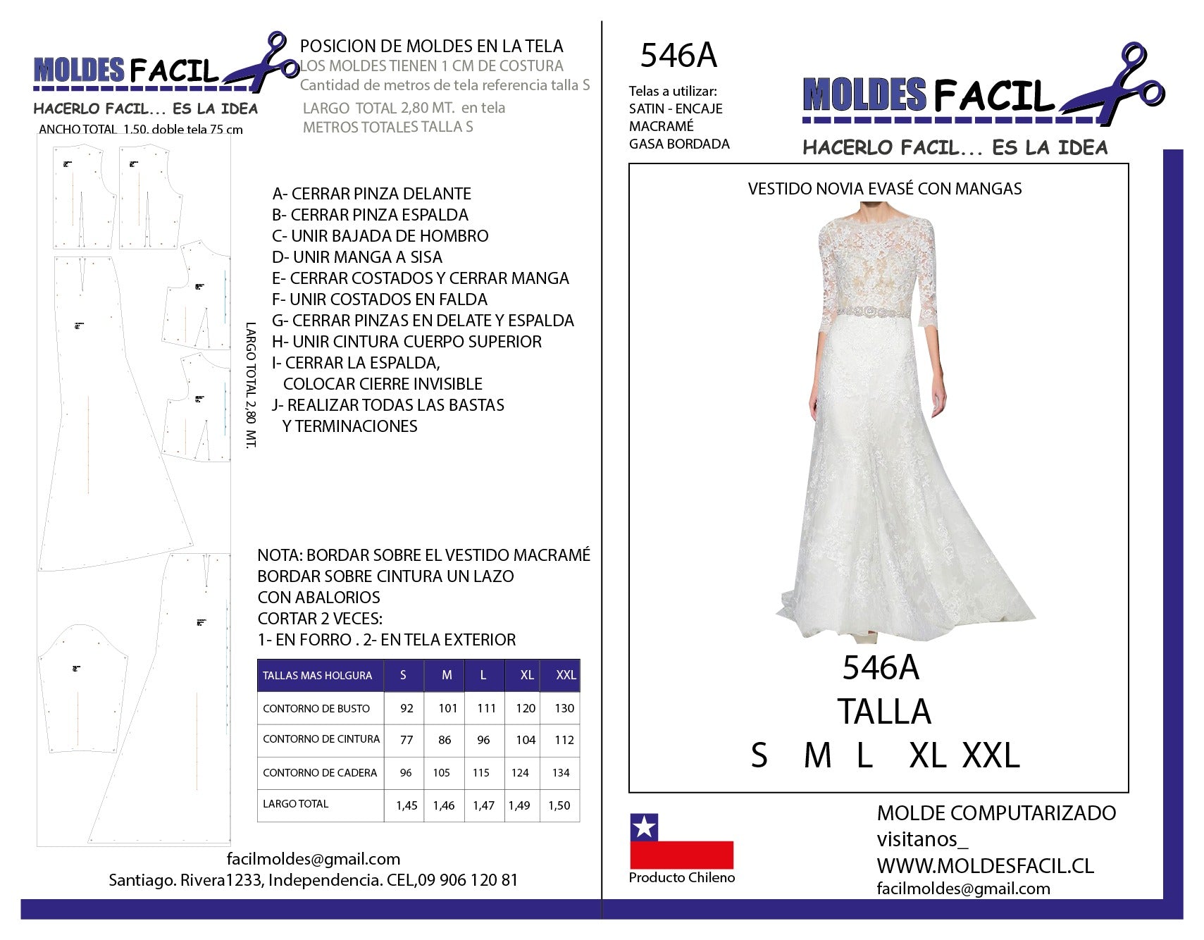 Vestido de novia evasé con mangas