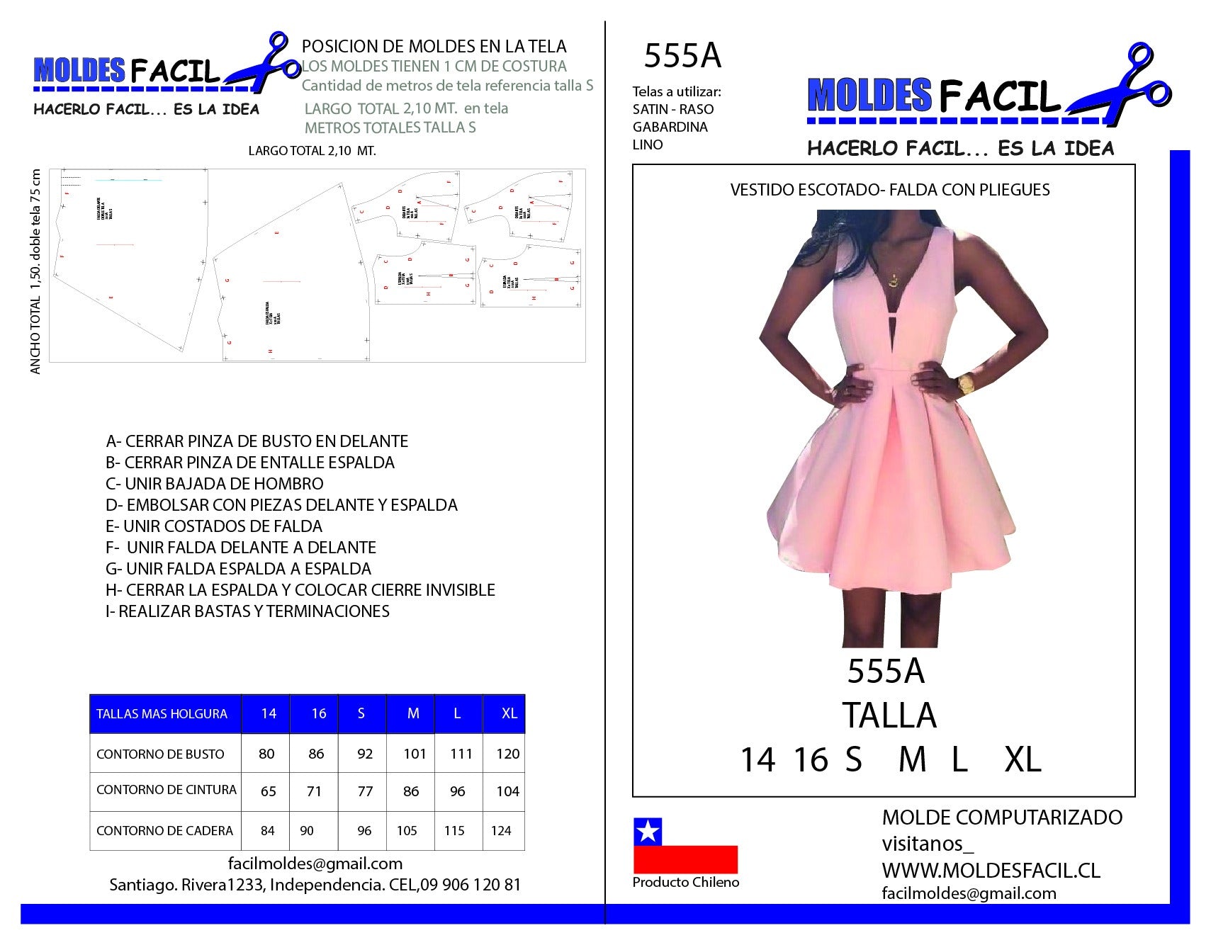 Vestido Escotado Falda Con Pliegues