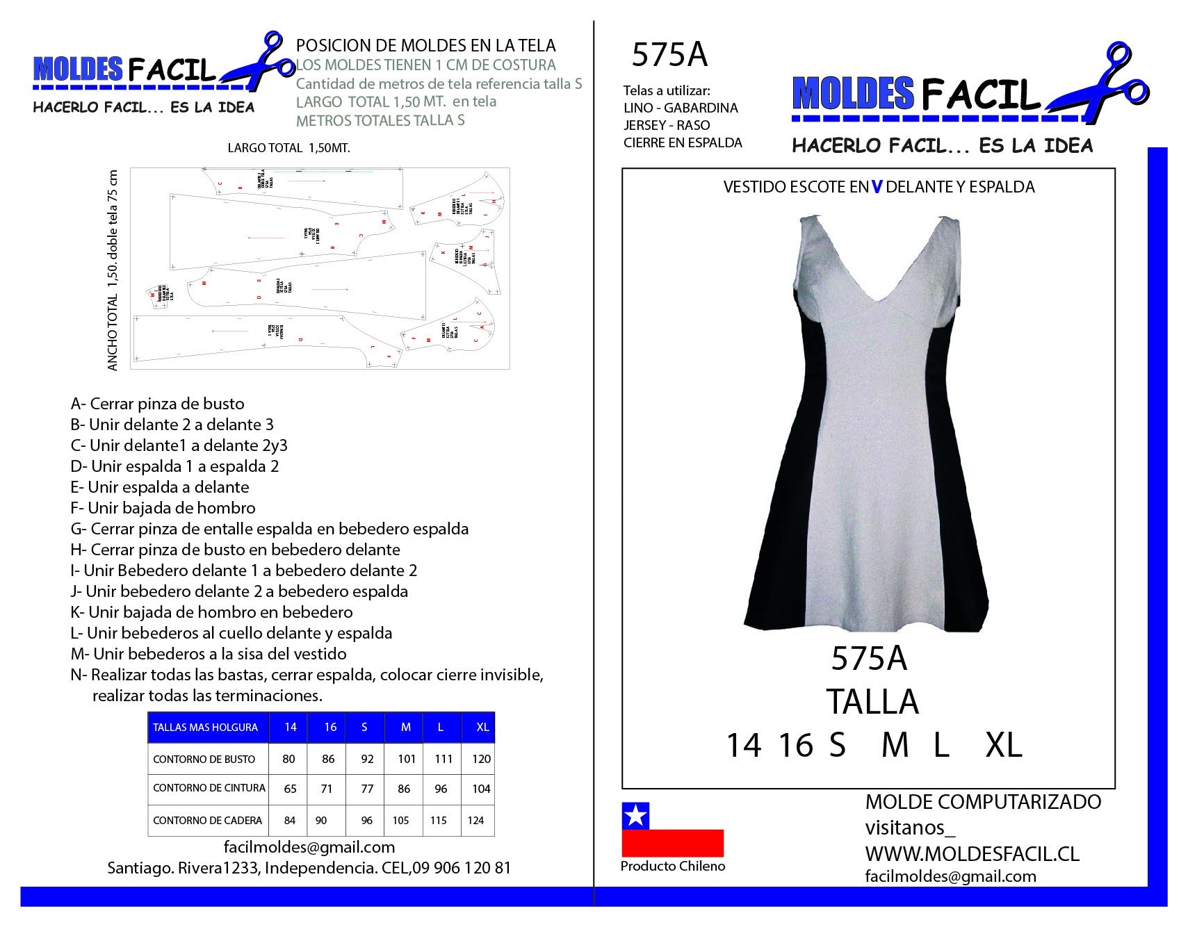 Vestido Escote En V Delante Y Espalda