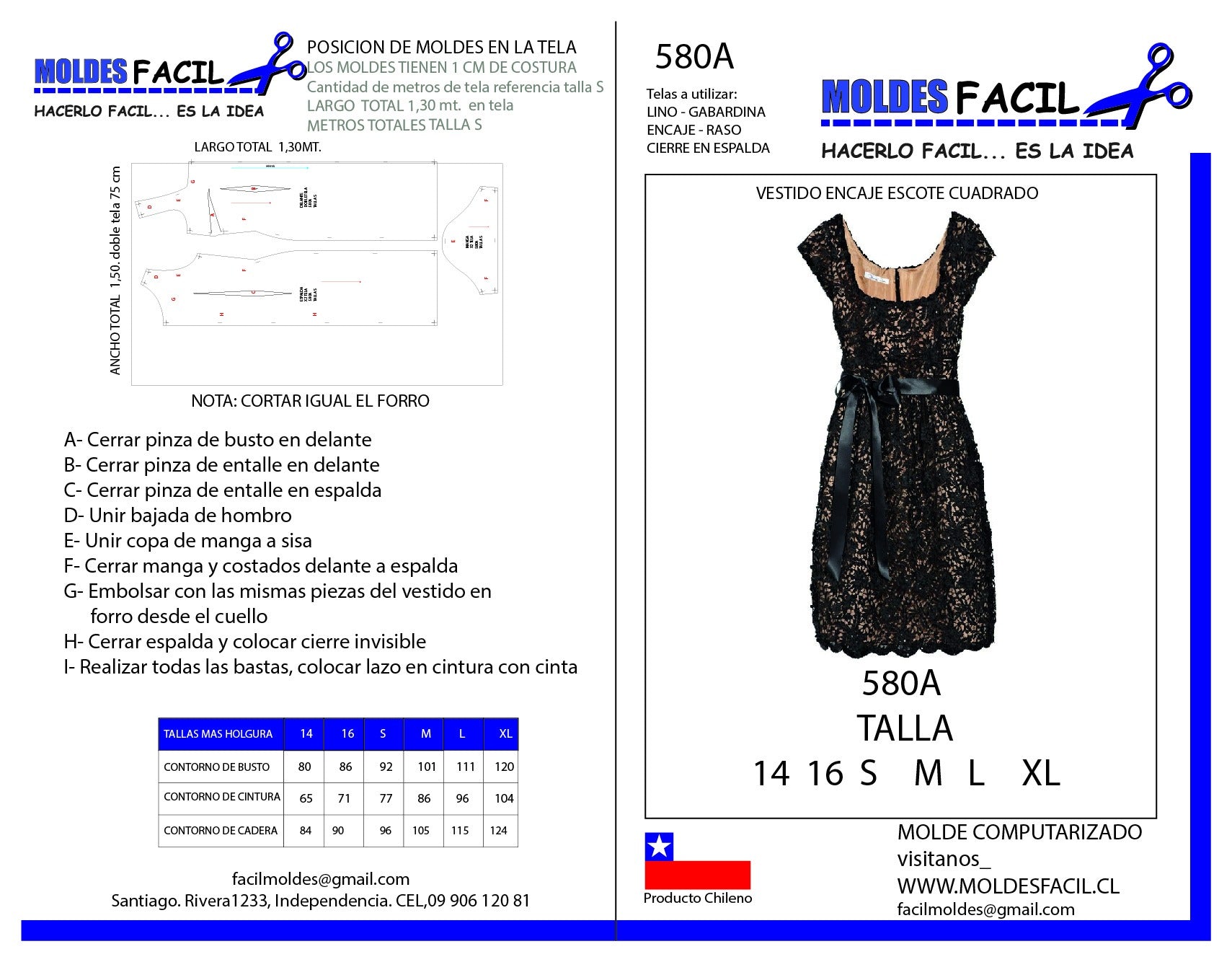 Vestido Encaje Escote Cuadrado