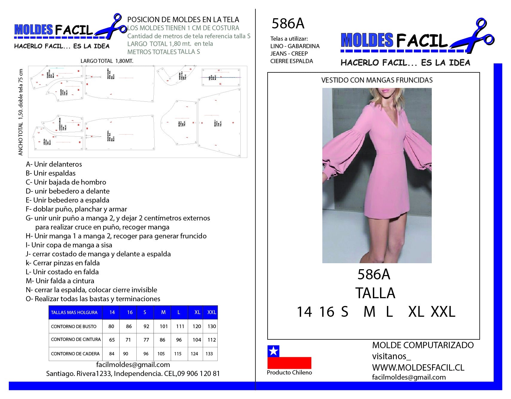 Vestido Con Mangas Fruncidas