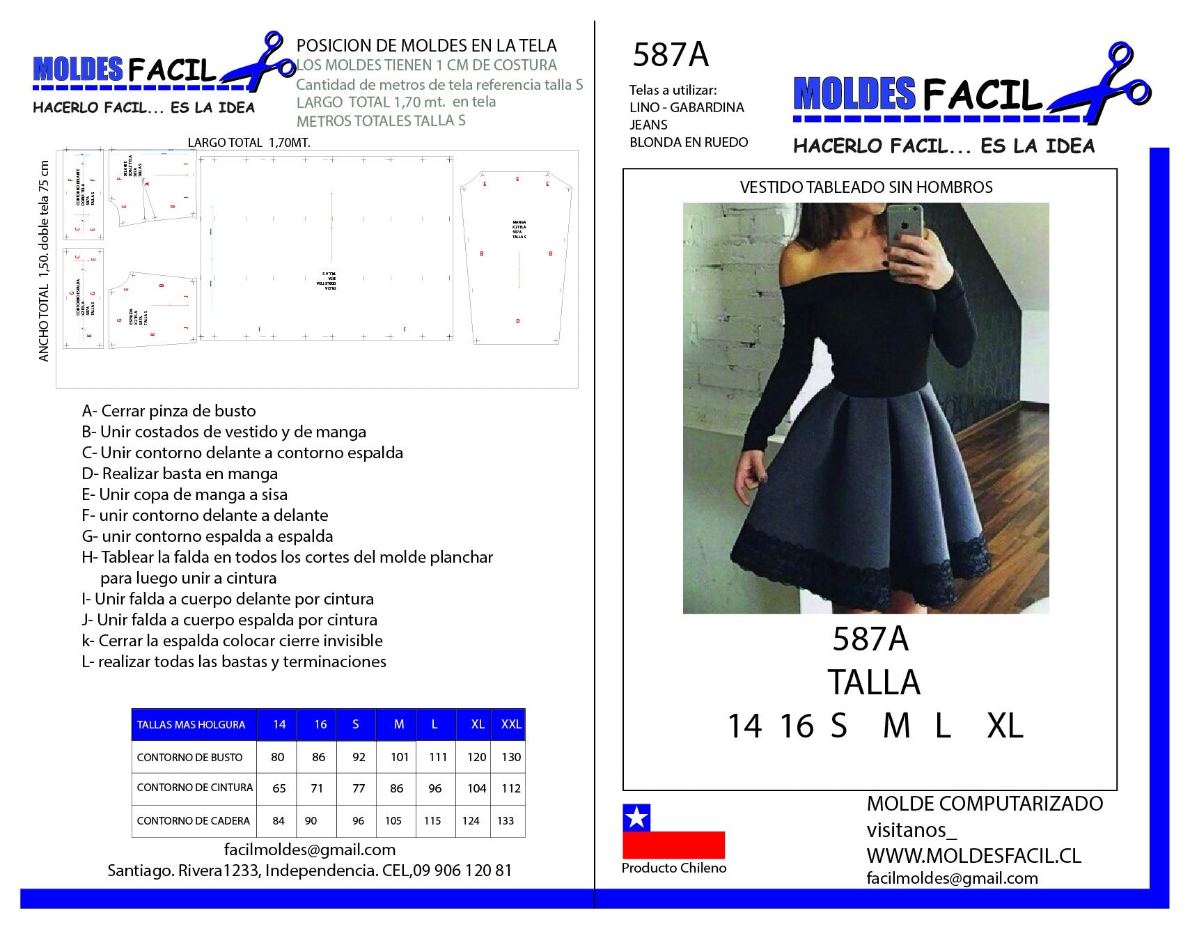 Vestido Tableado Sin Hombros