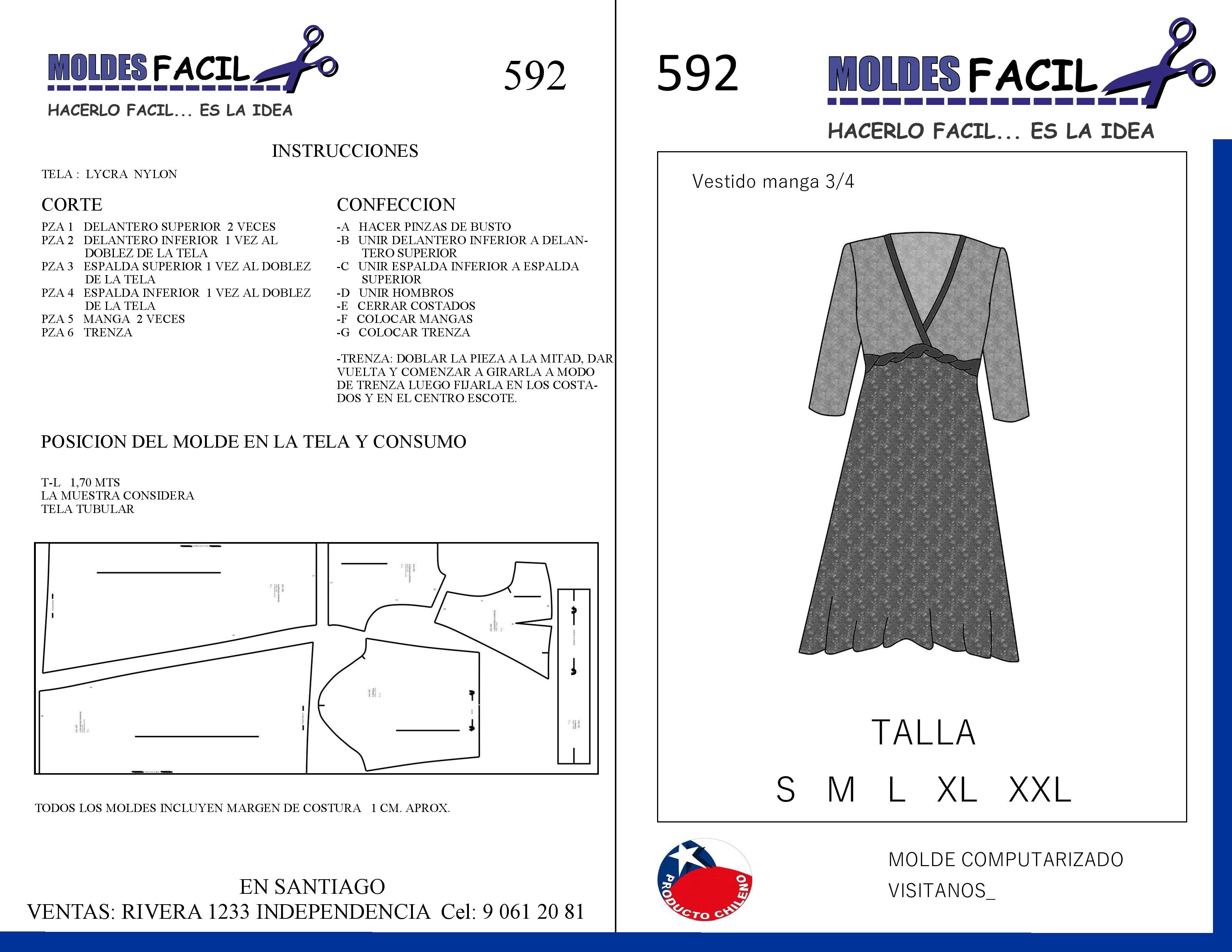 Vestido Manga Tres Cuartos