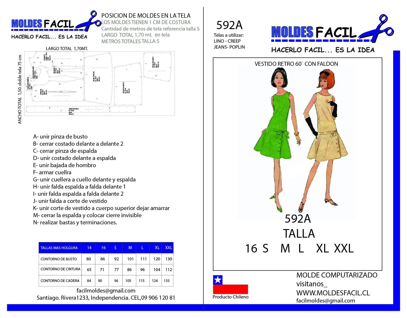 Vestido Retro años 60 Con Faldón