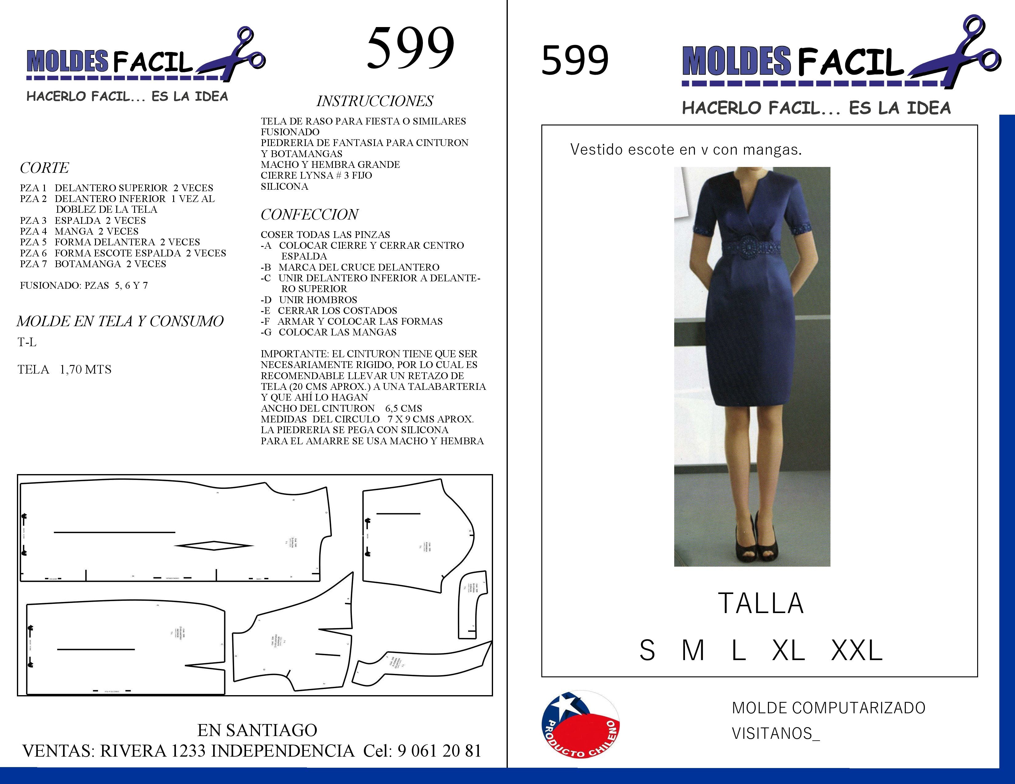 Vestido Azul Manga Corta