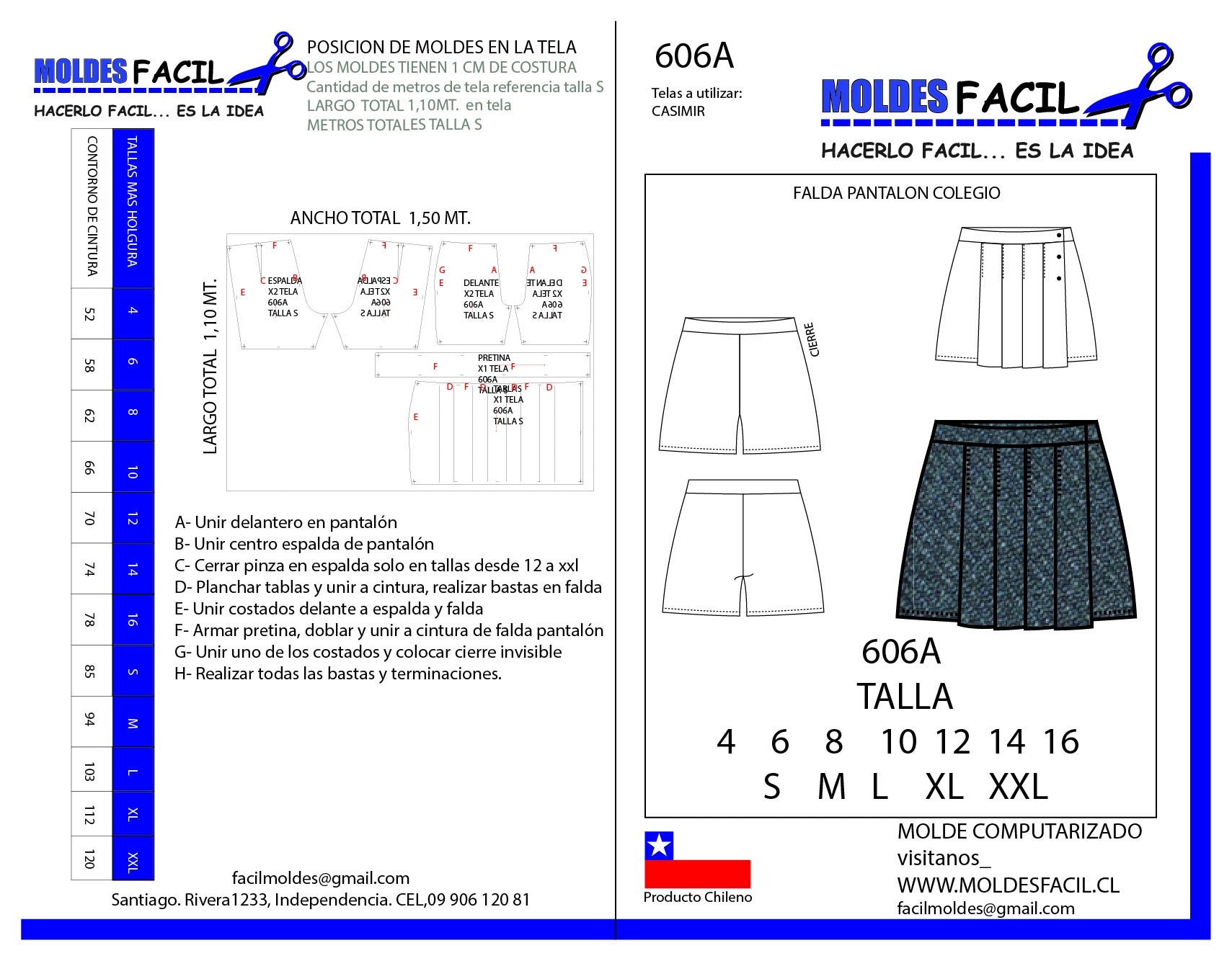 Falda pantalon colegio