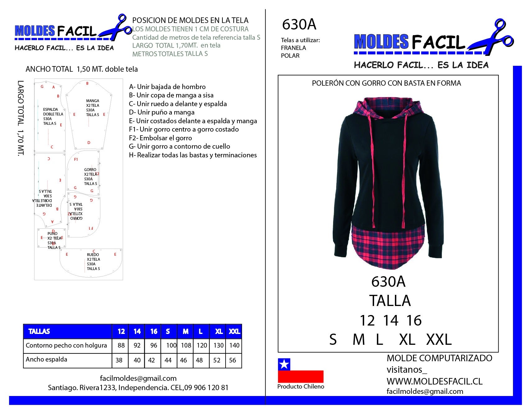 Poleron con gorro con basta en forma