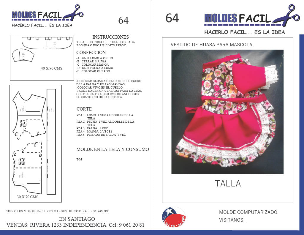 Vestido de huasa para mascota