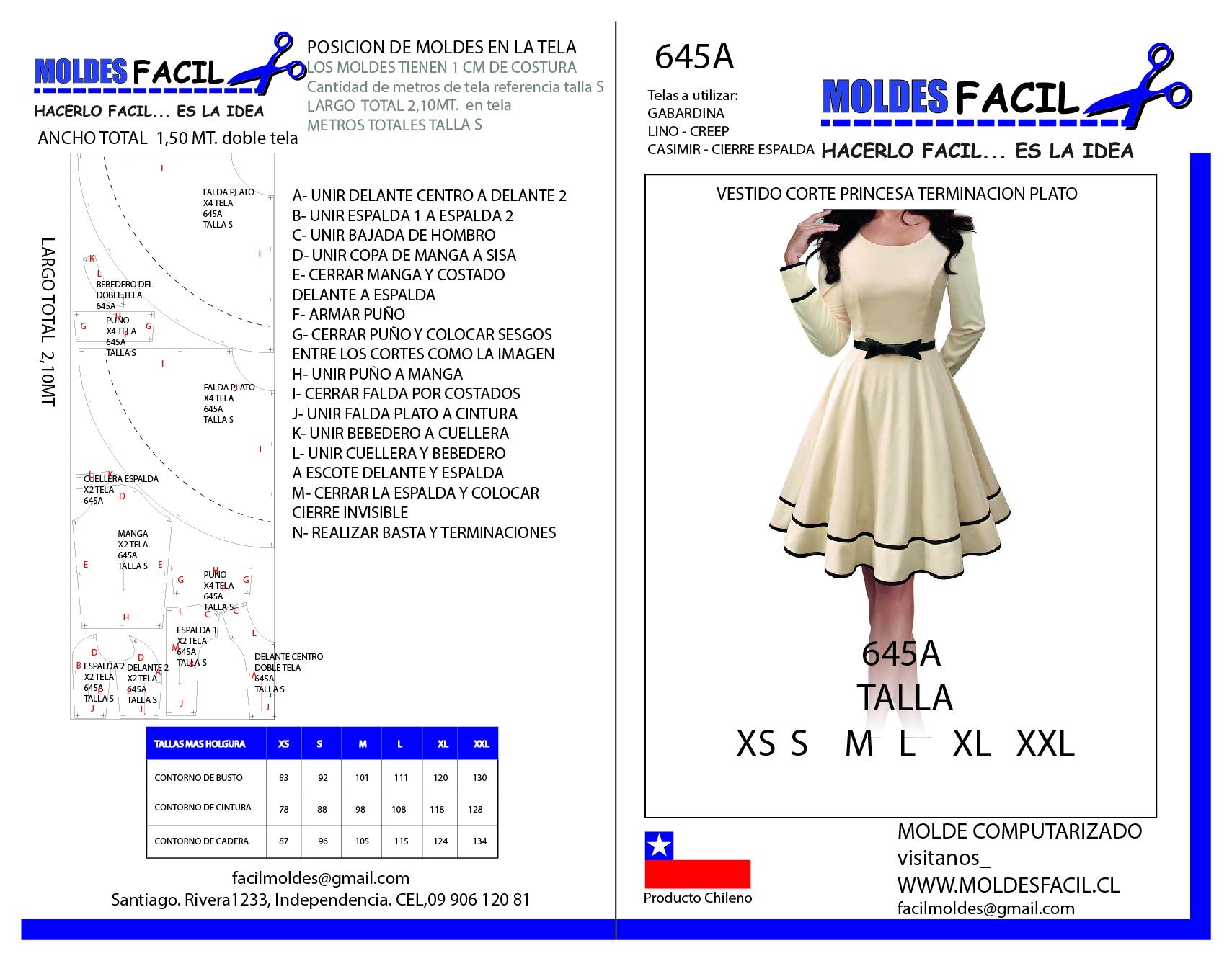 Vestido Corte Princesa Y Terminaciones Plato