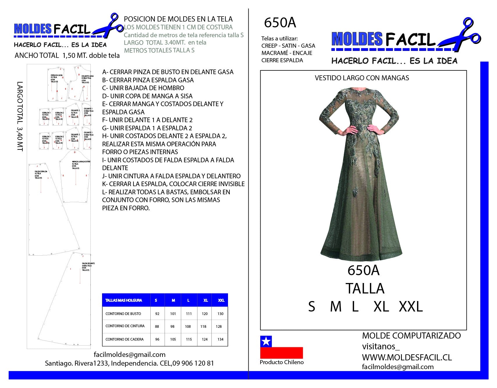 Vestido largo con mangas