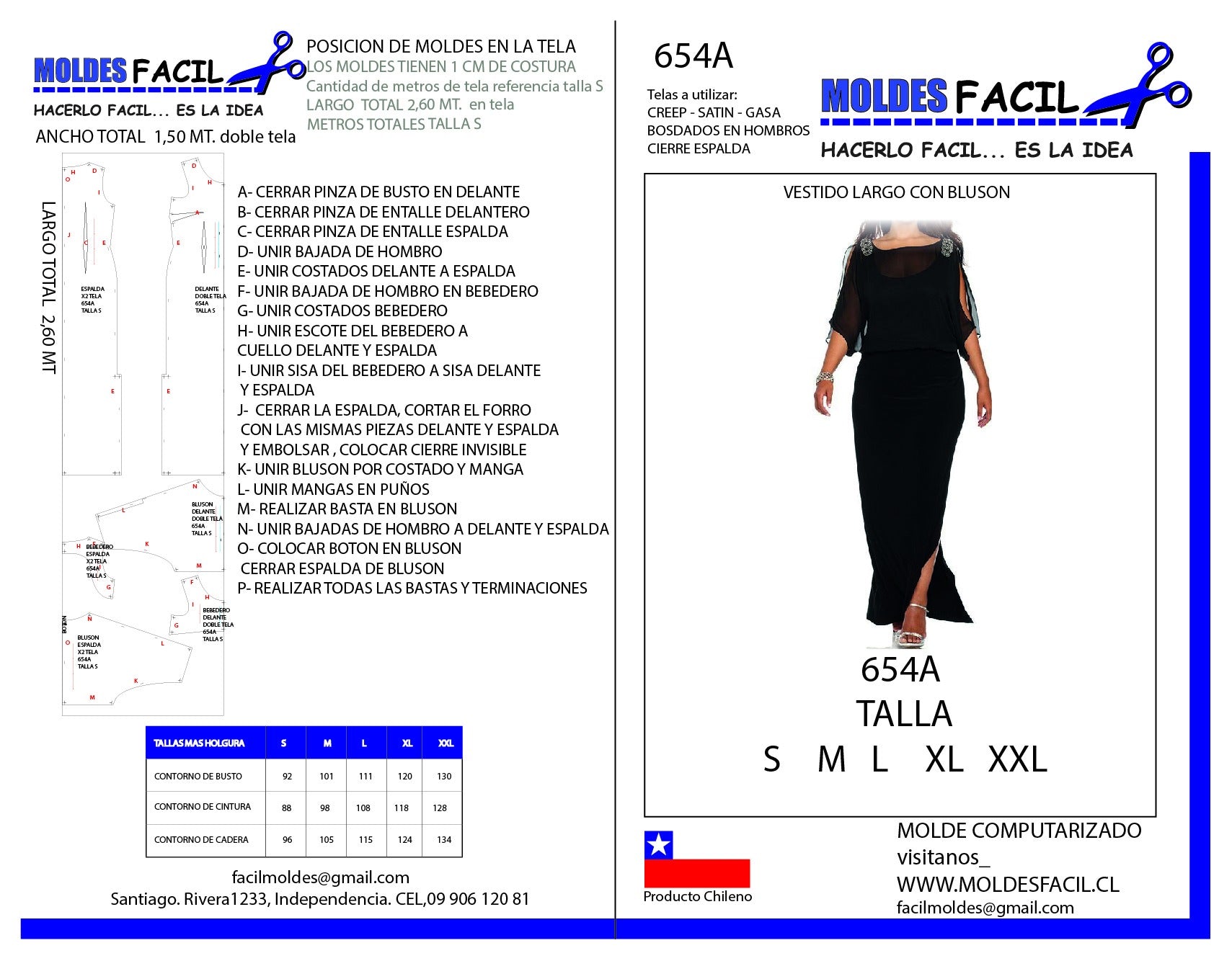 Vestido largo con blusón