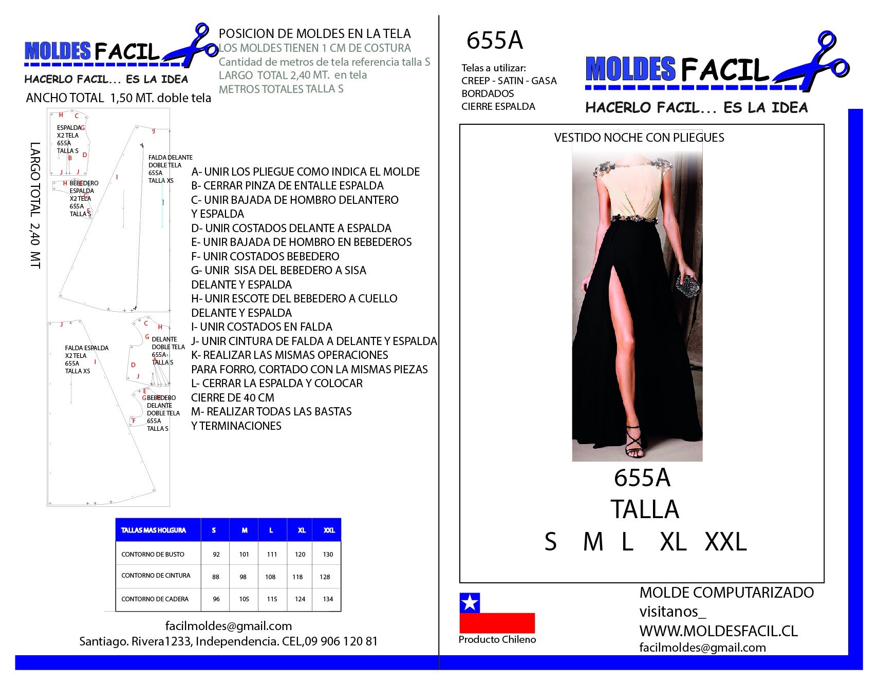 Vestido noche con pliegues