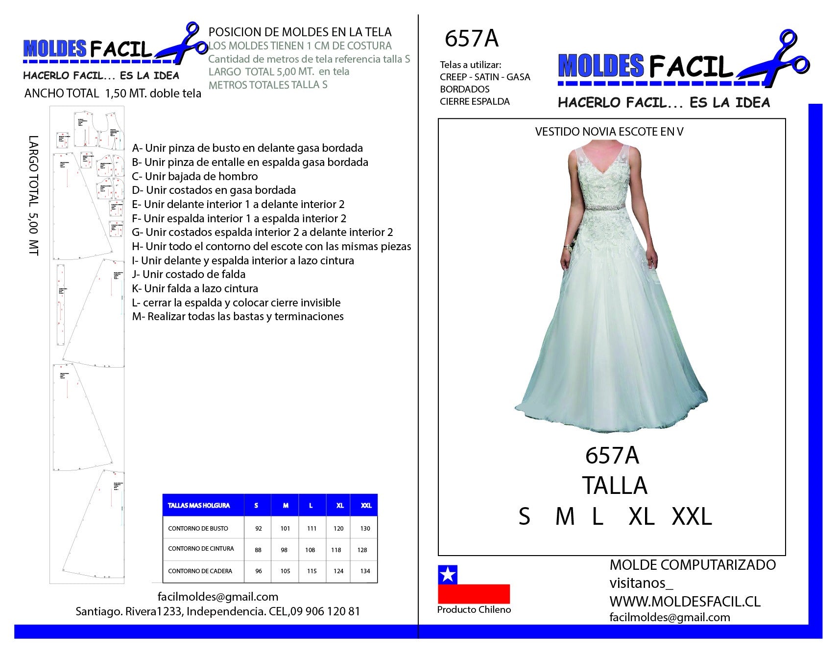 Vestido de novia escote en V