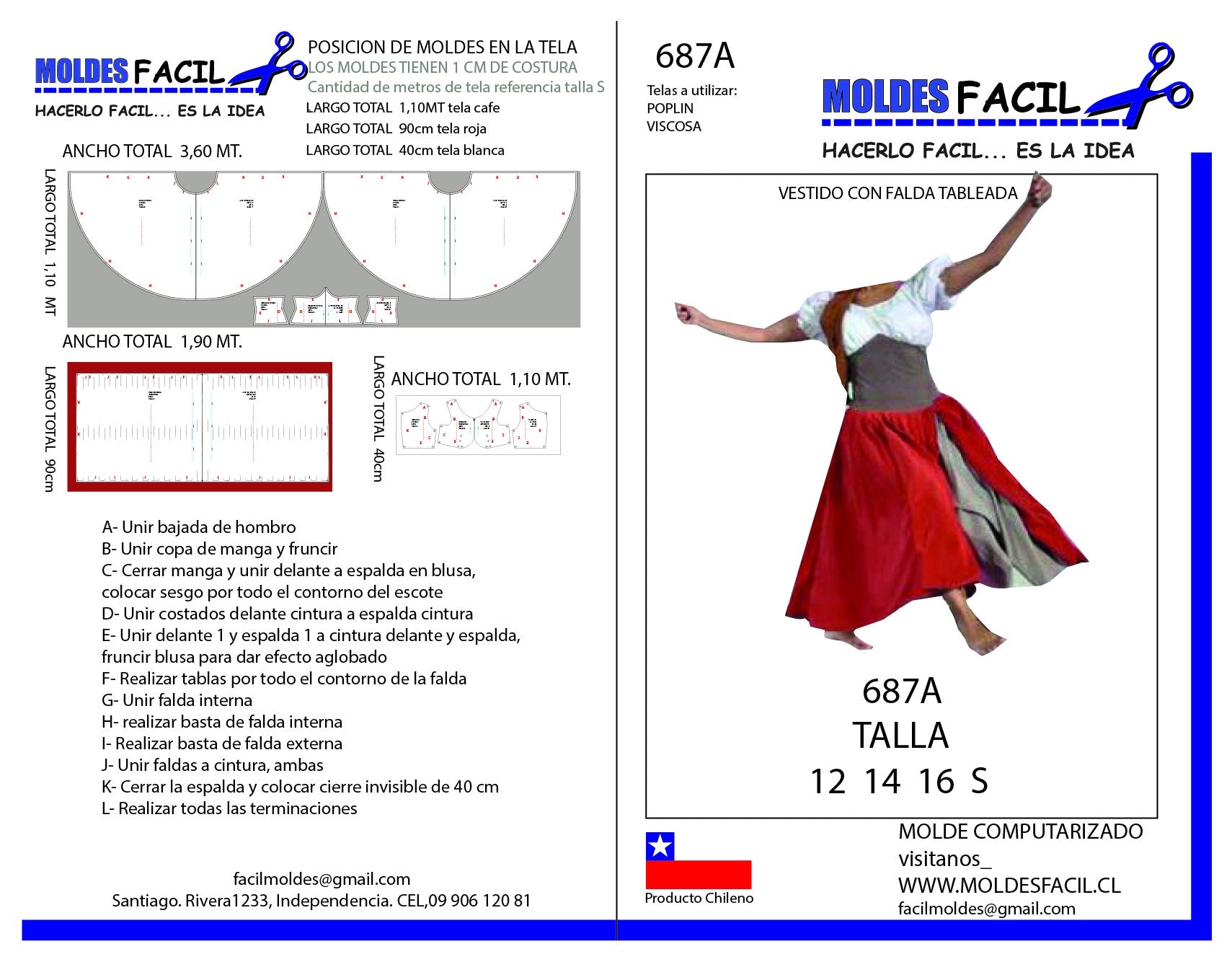 Vestido con Falda tableada