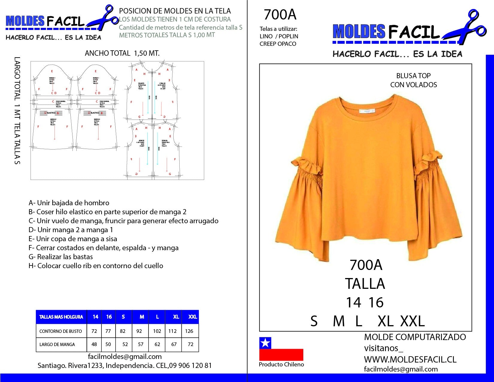 BLUSA TOP CON VOLADOS