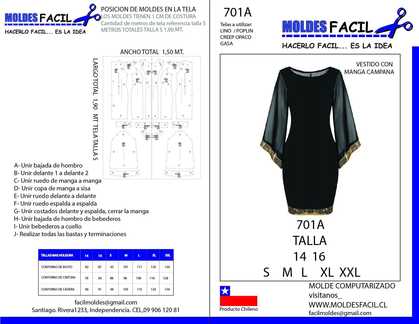 Vestido Con Manga Campana