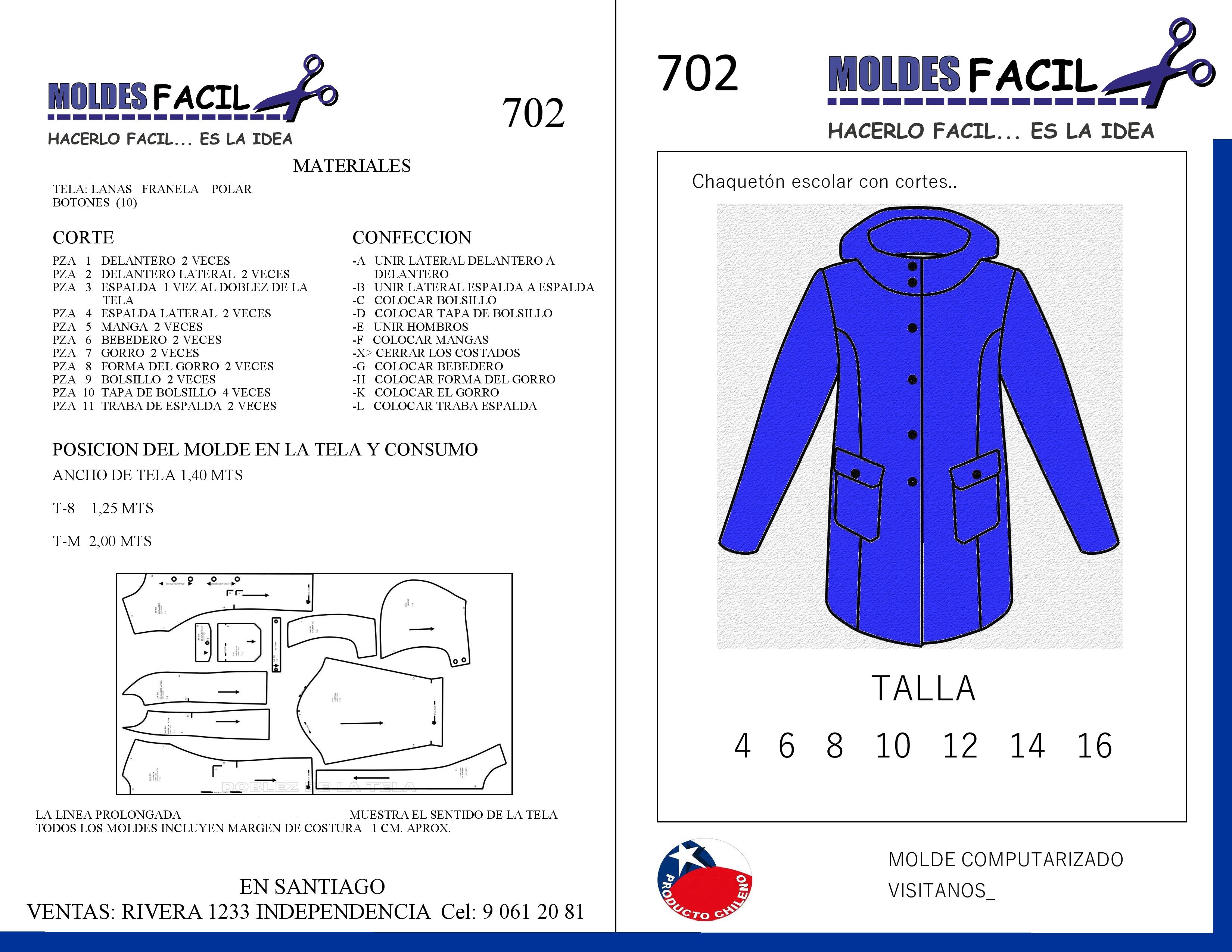 Chaquetón escolar con cortes
