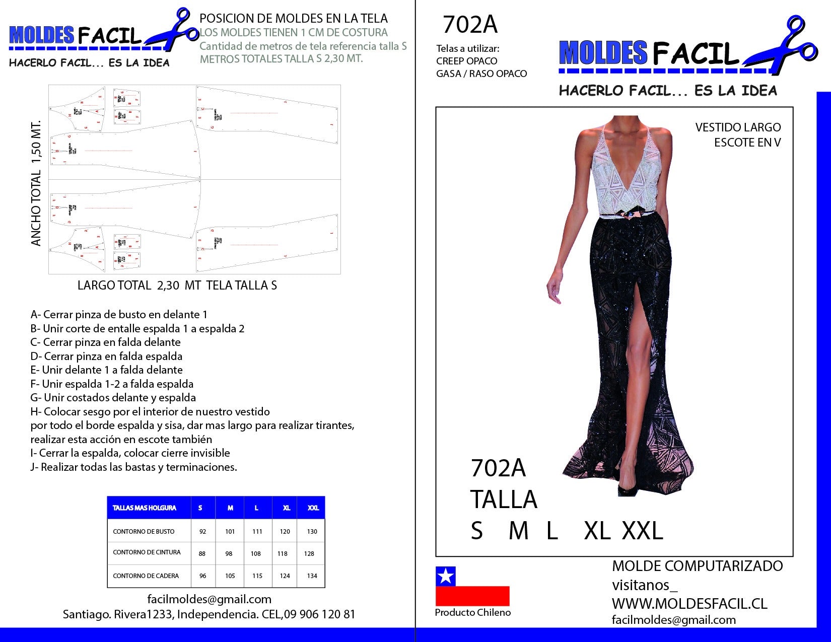 Vestido largo escote en V
