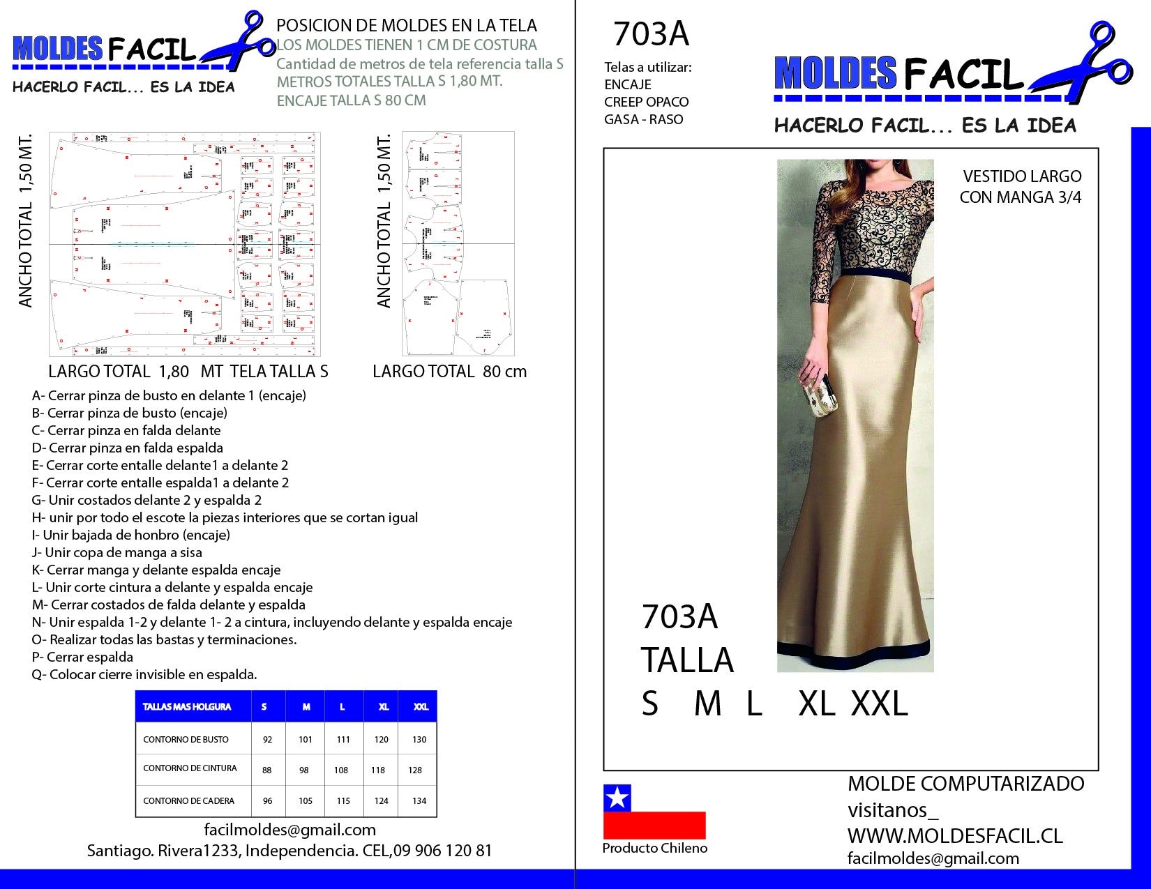 Vestido largo con manga tres cuartos