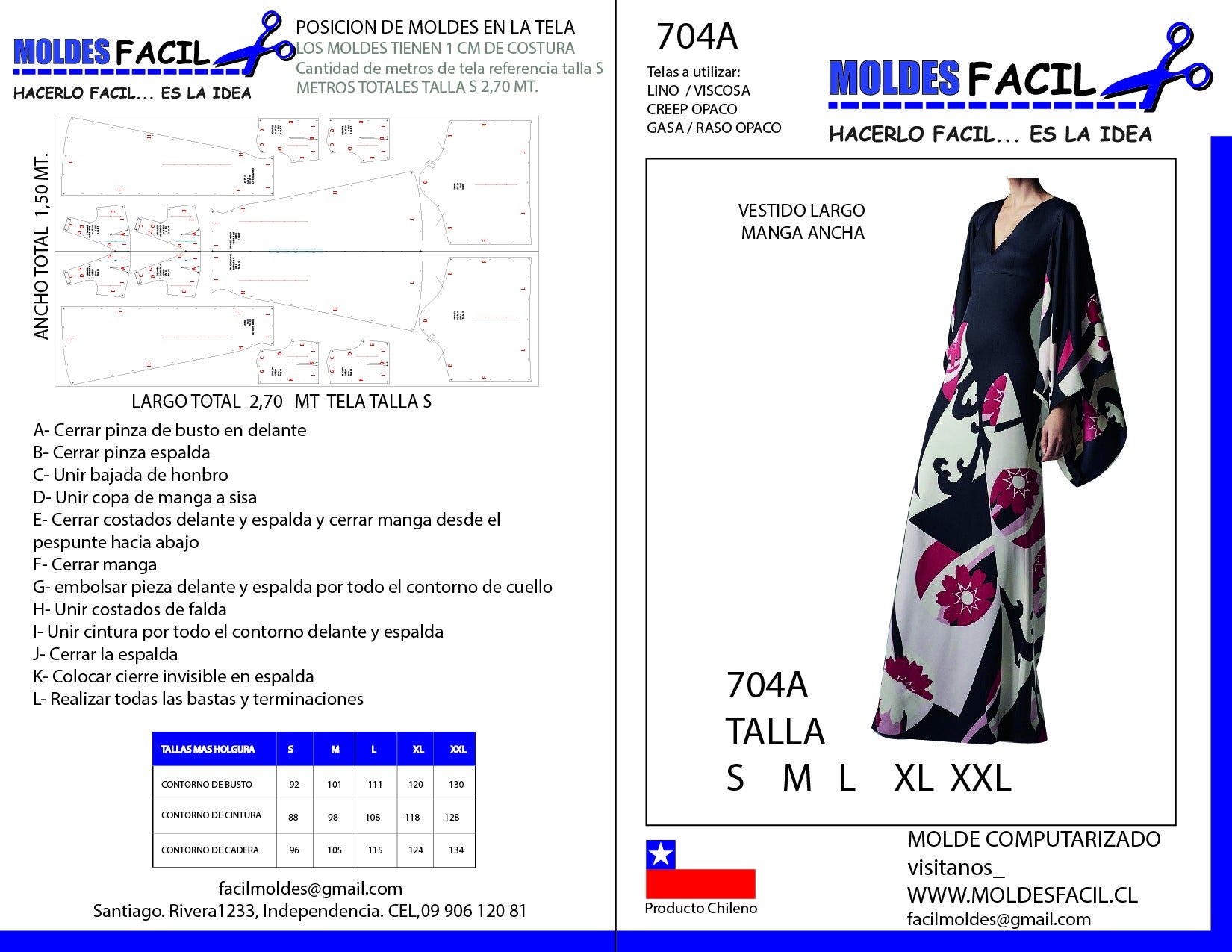 Vestido largo manga ancha