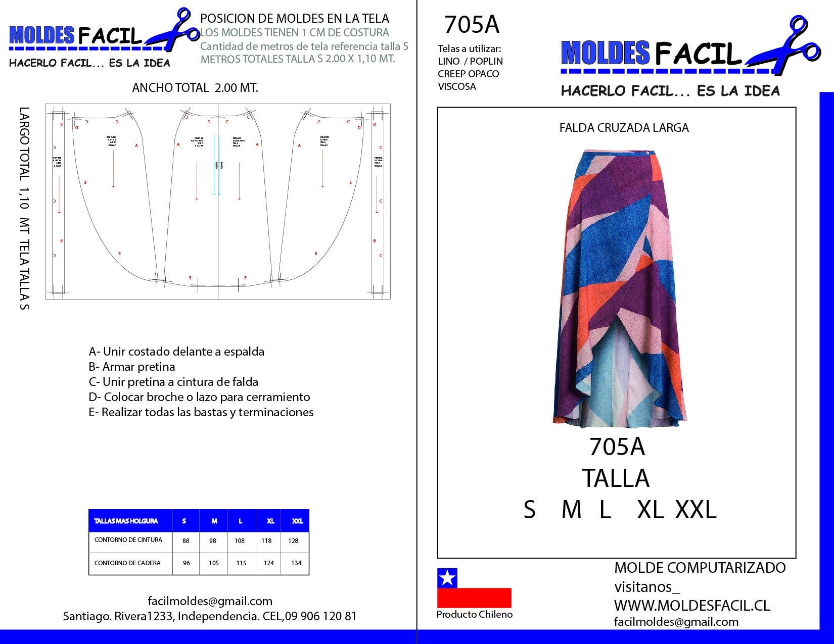 Falda cruzada larga