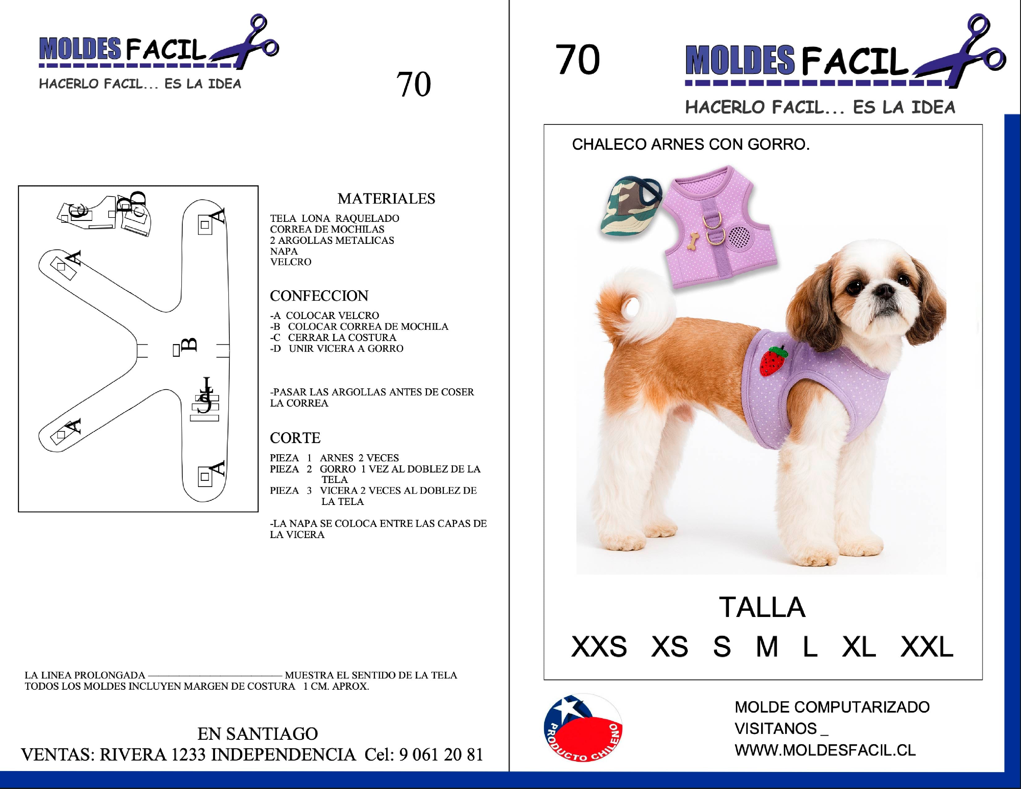 Chaleco arnés con gorro para mascota