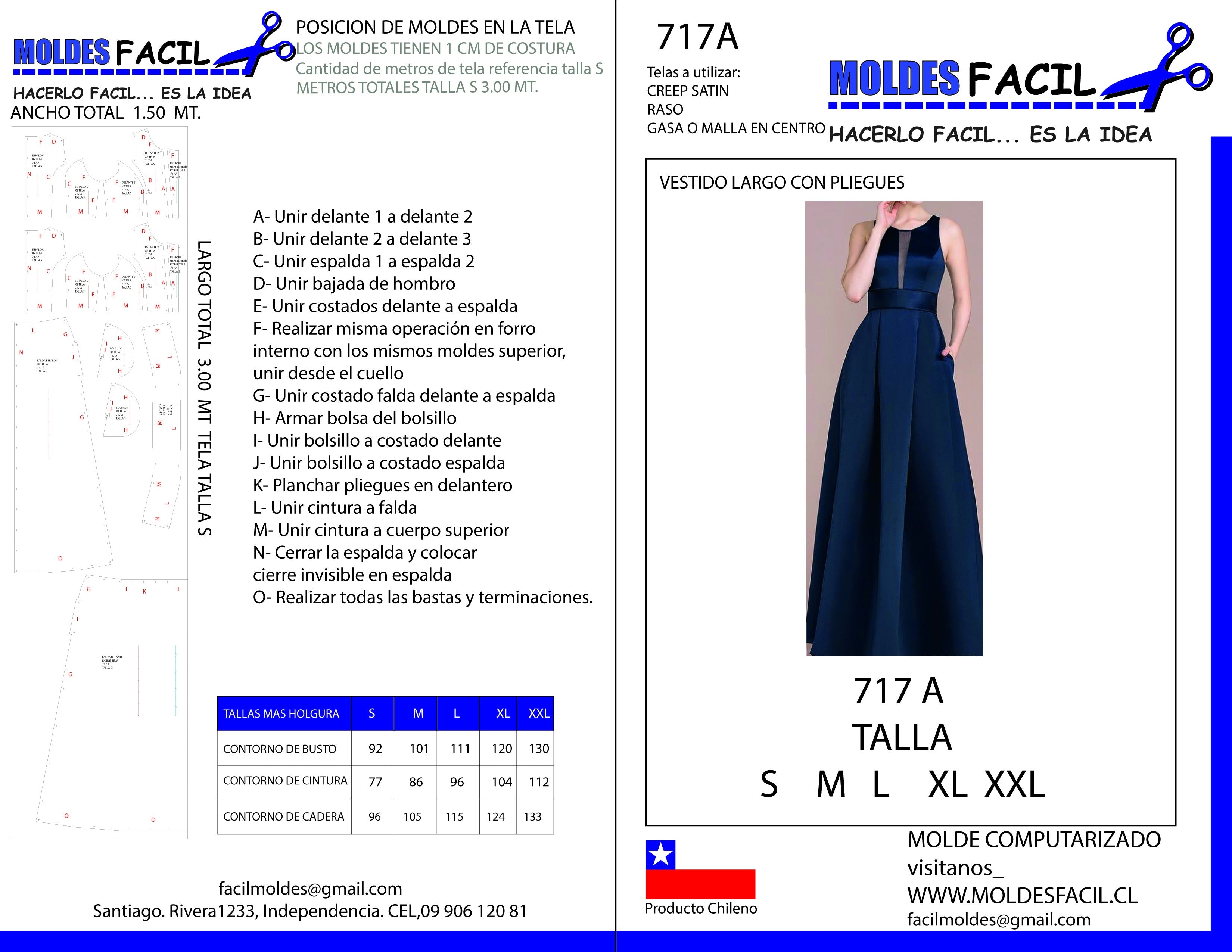 Vestido largo con pliegues